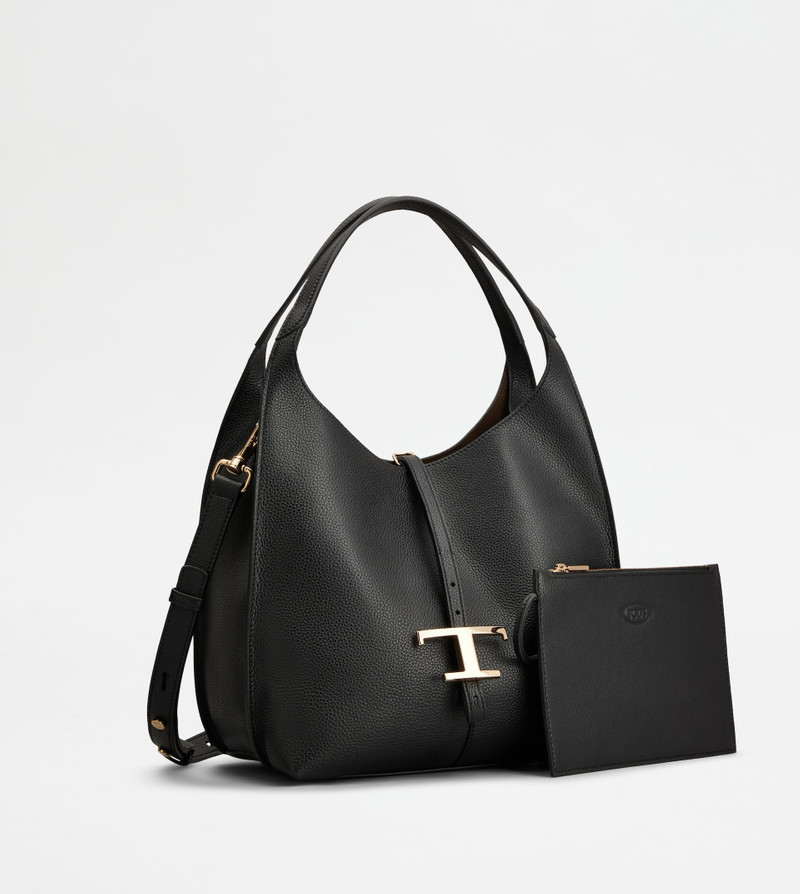 Tod's T TIMELESS SHOULDER BAG IN LEATHER SMALL - BLACK outlook