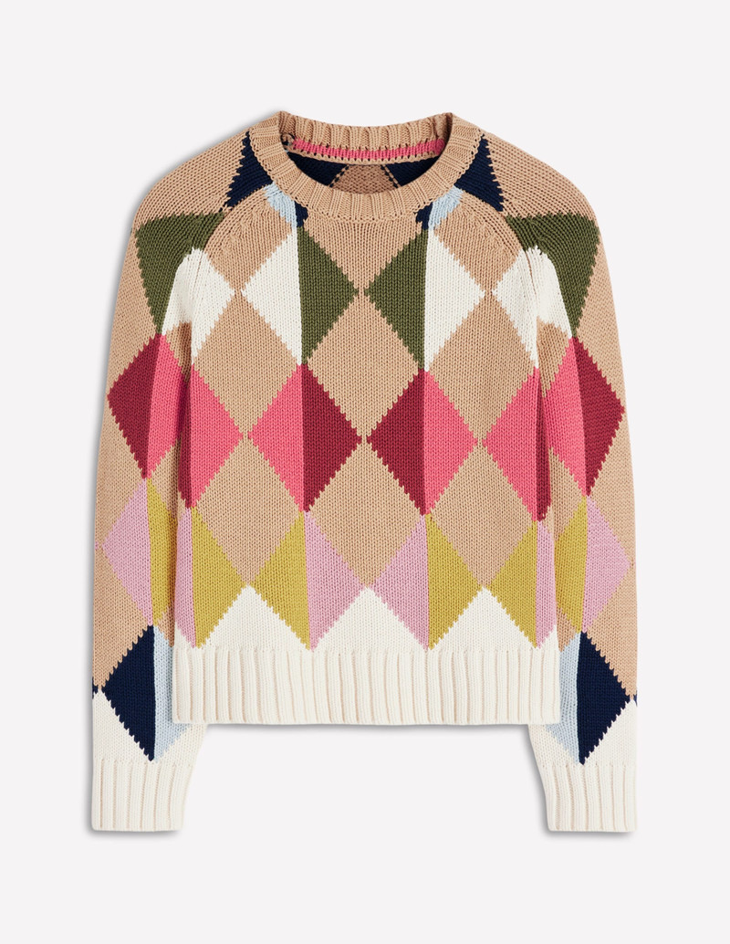 Camilla Cotton Argyle Sweater-Multi Argyle 7
