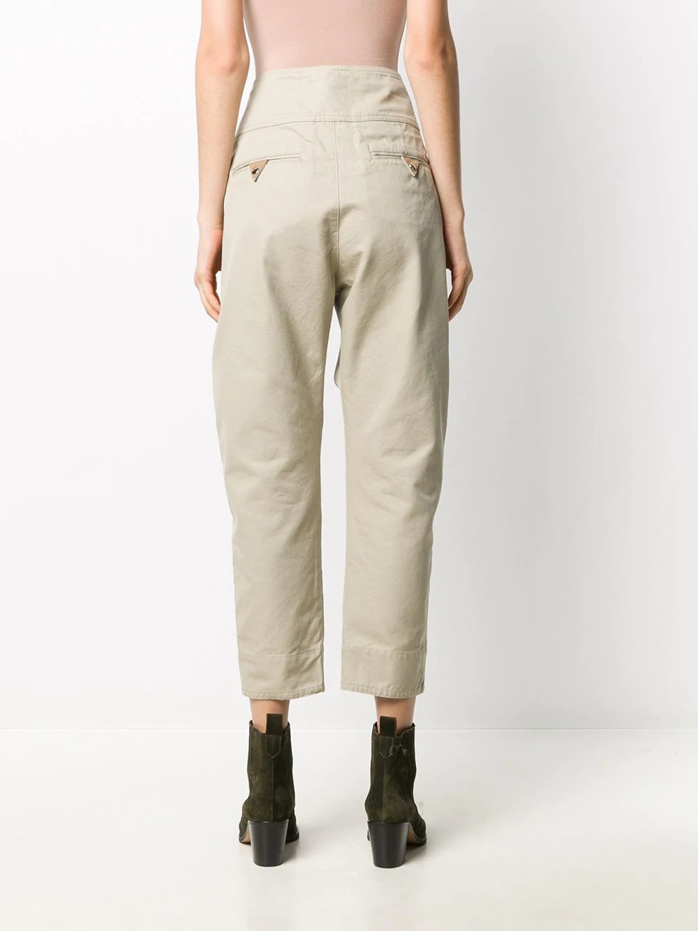 cropped tapered-leg cotton trousers - 4