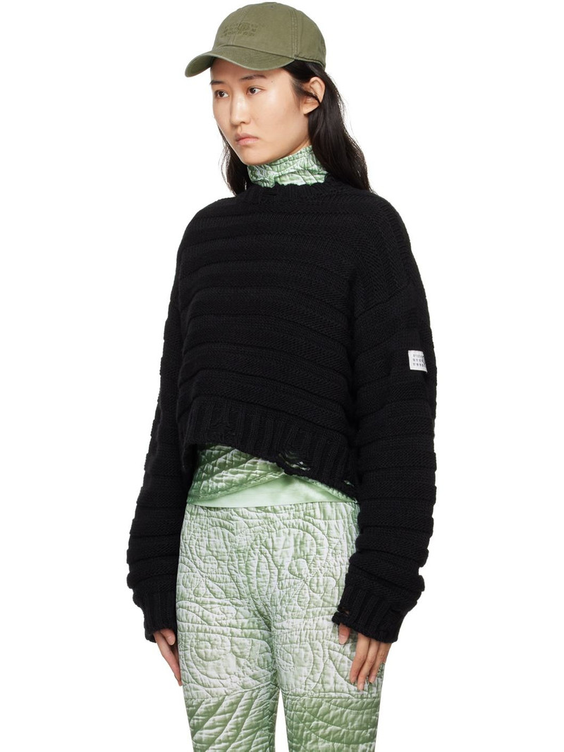 MM6 Maison Margiela Black Distressed Sweater outlook