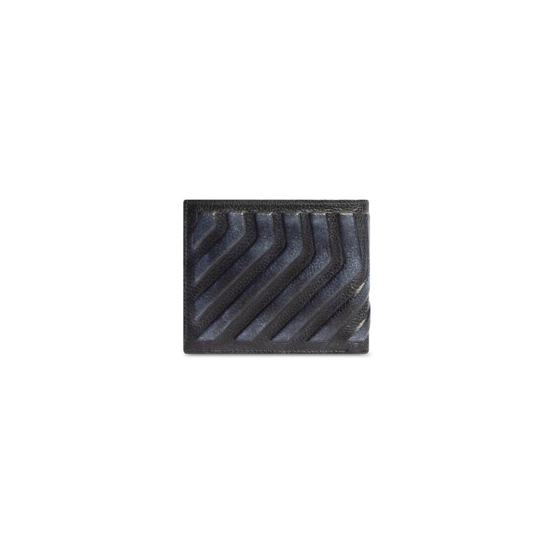 Men's Car Square Folded Wallet Dirty Effect in Black - 3