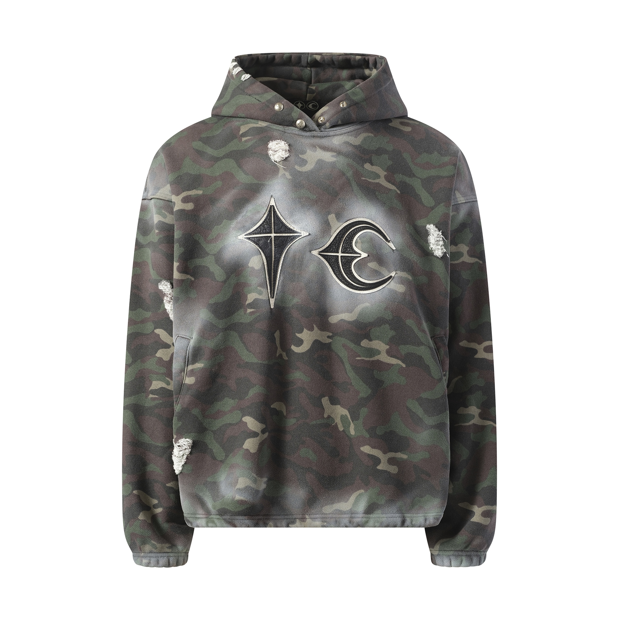 Sprayed Camoflage Rock Hoodie in Camo - 2