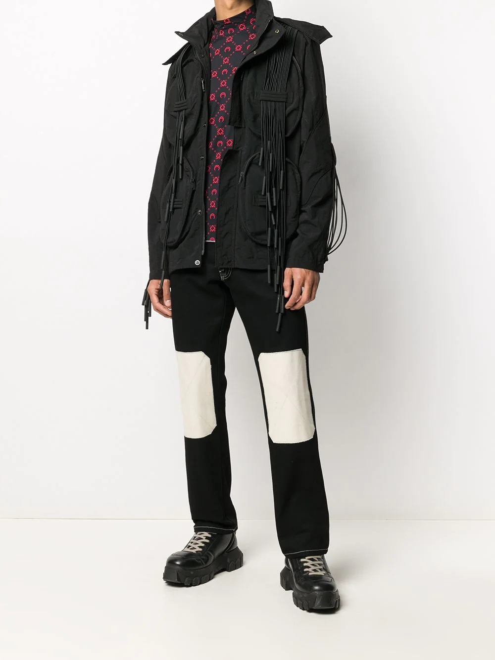 chord trim hooded jacket - 2