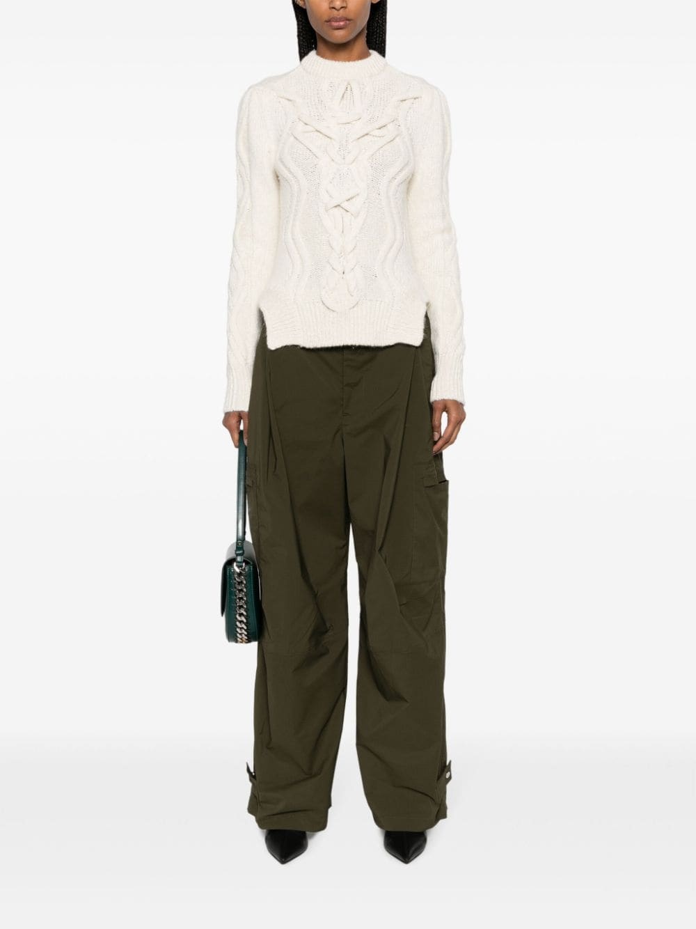 cable-knit mock-neck jumper - 2