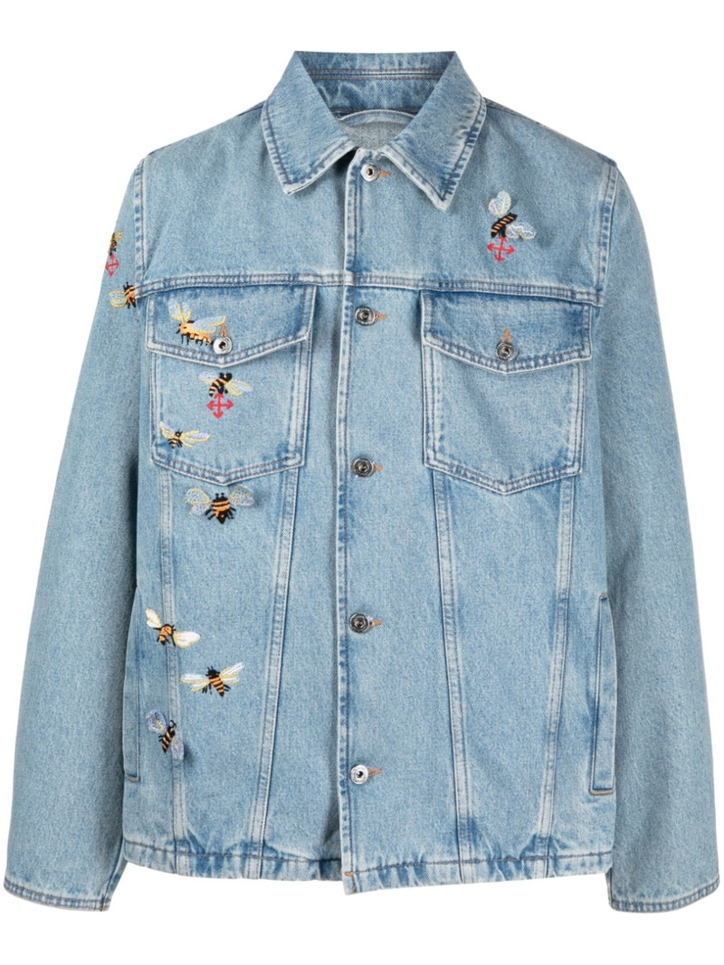 bee-embroidered denim jacket 1