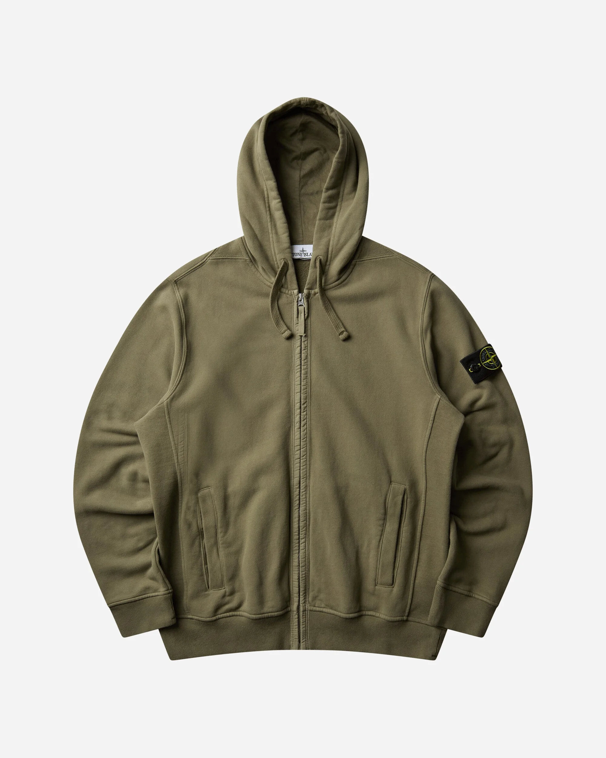 Men's Organic Cotton Fleece Zip Hoodie Military Green - 1