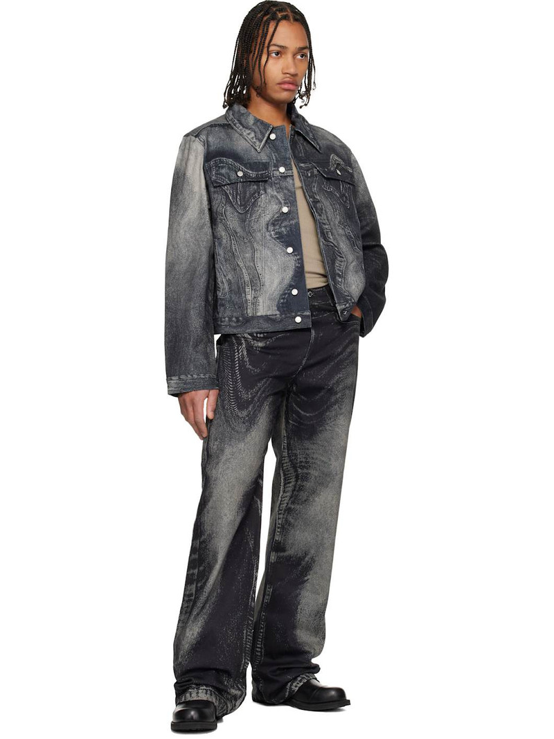 CAMPERLAB Black Distorted Print Denim Jacket outlook