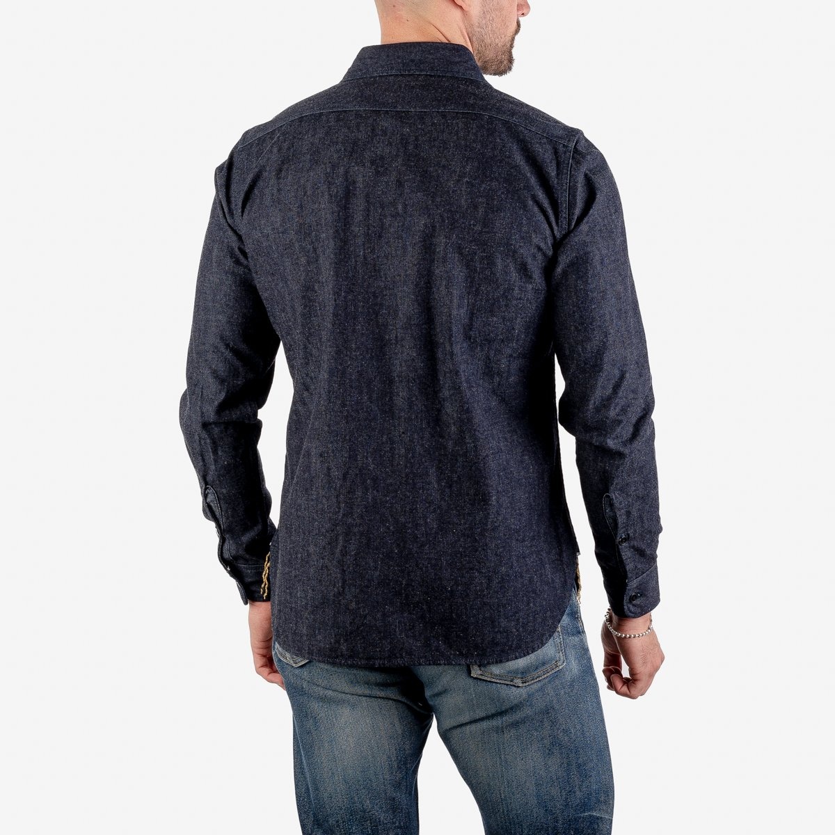 IHSH-351-IND 10oz Selvedge Denim Work Shirt - Indigo - 3