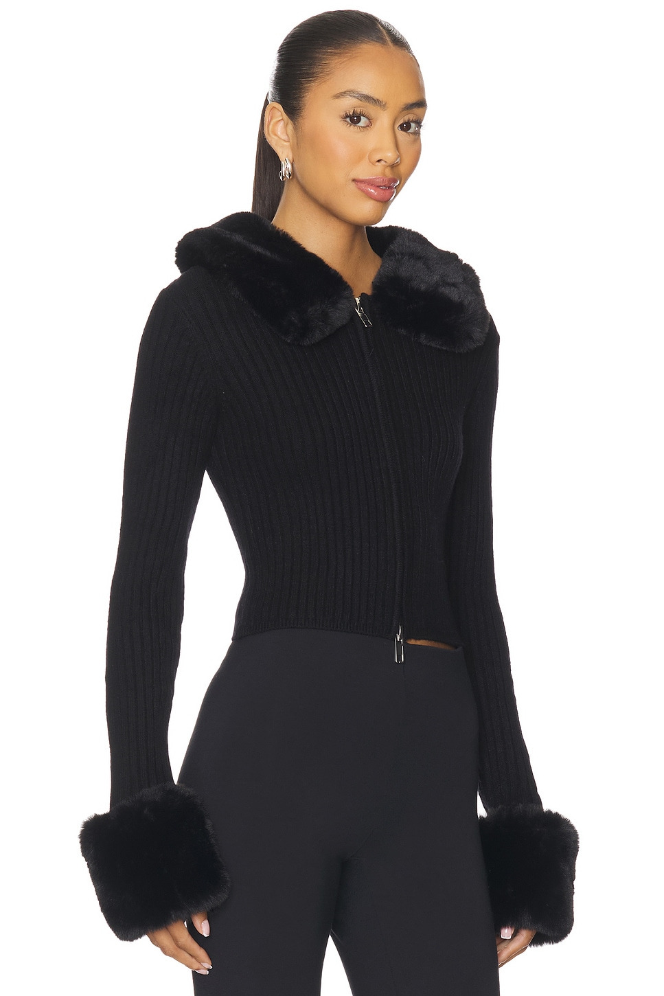 Peggy Cardigan With Faux Fur Trim - 3