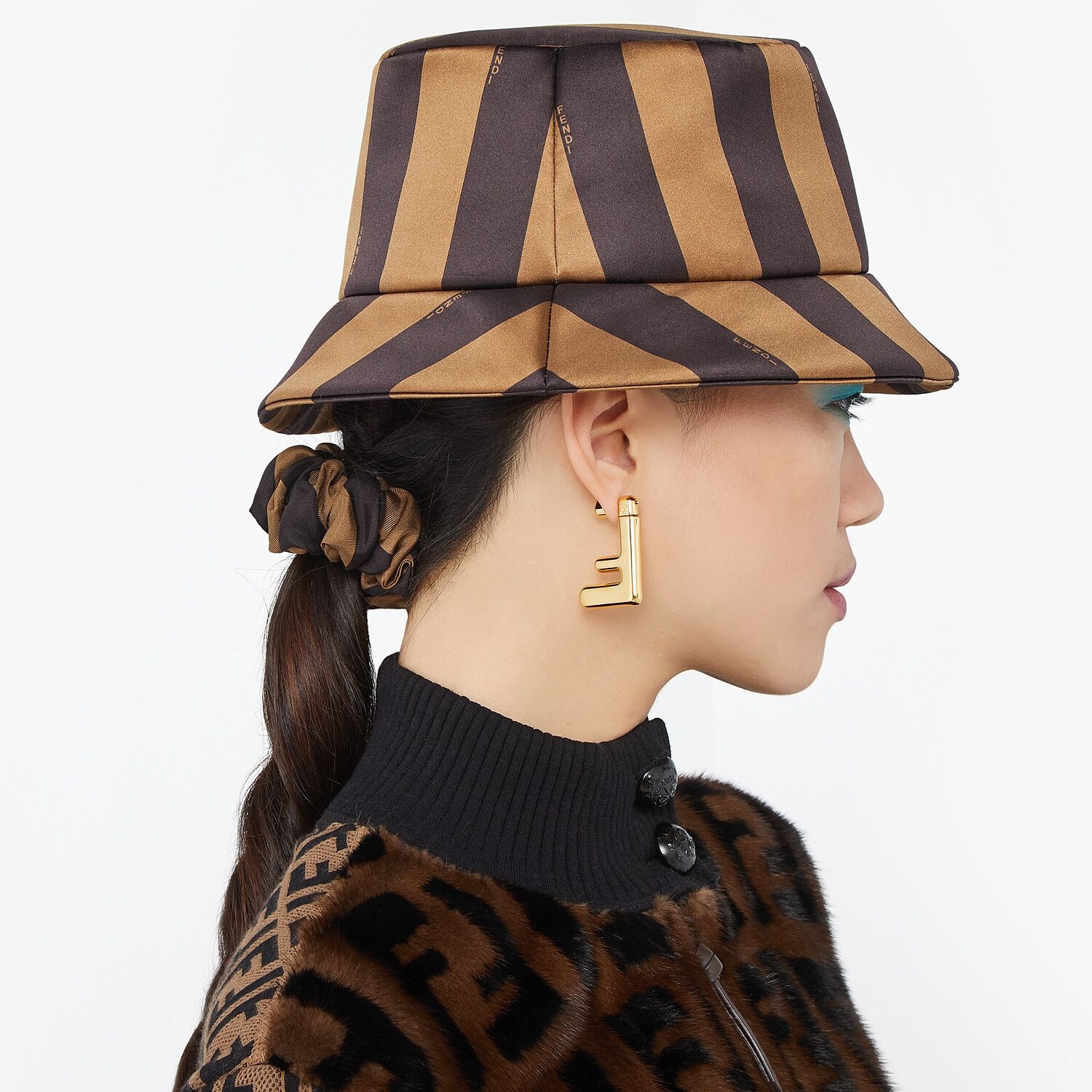 Brown silk bucket hat - 3