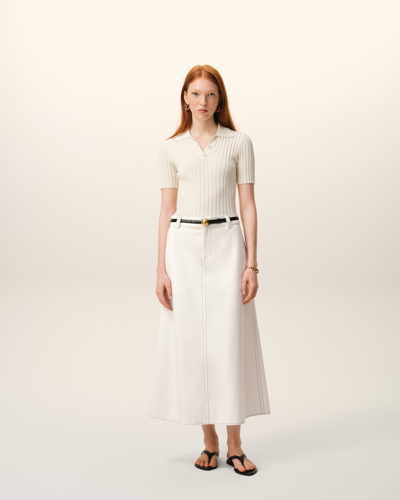 AMI Paris WHITE COTTON LONG TRAPEZE SKIRT outlook