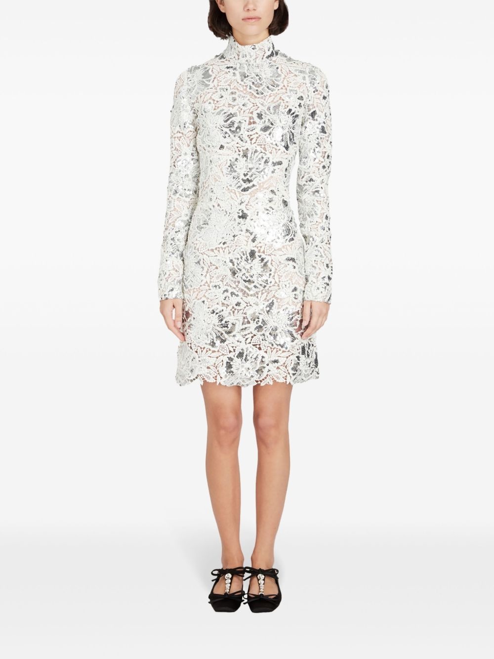 sequin macaramé mini dress - 2