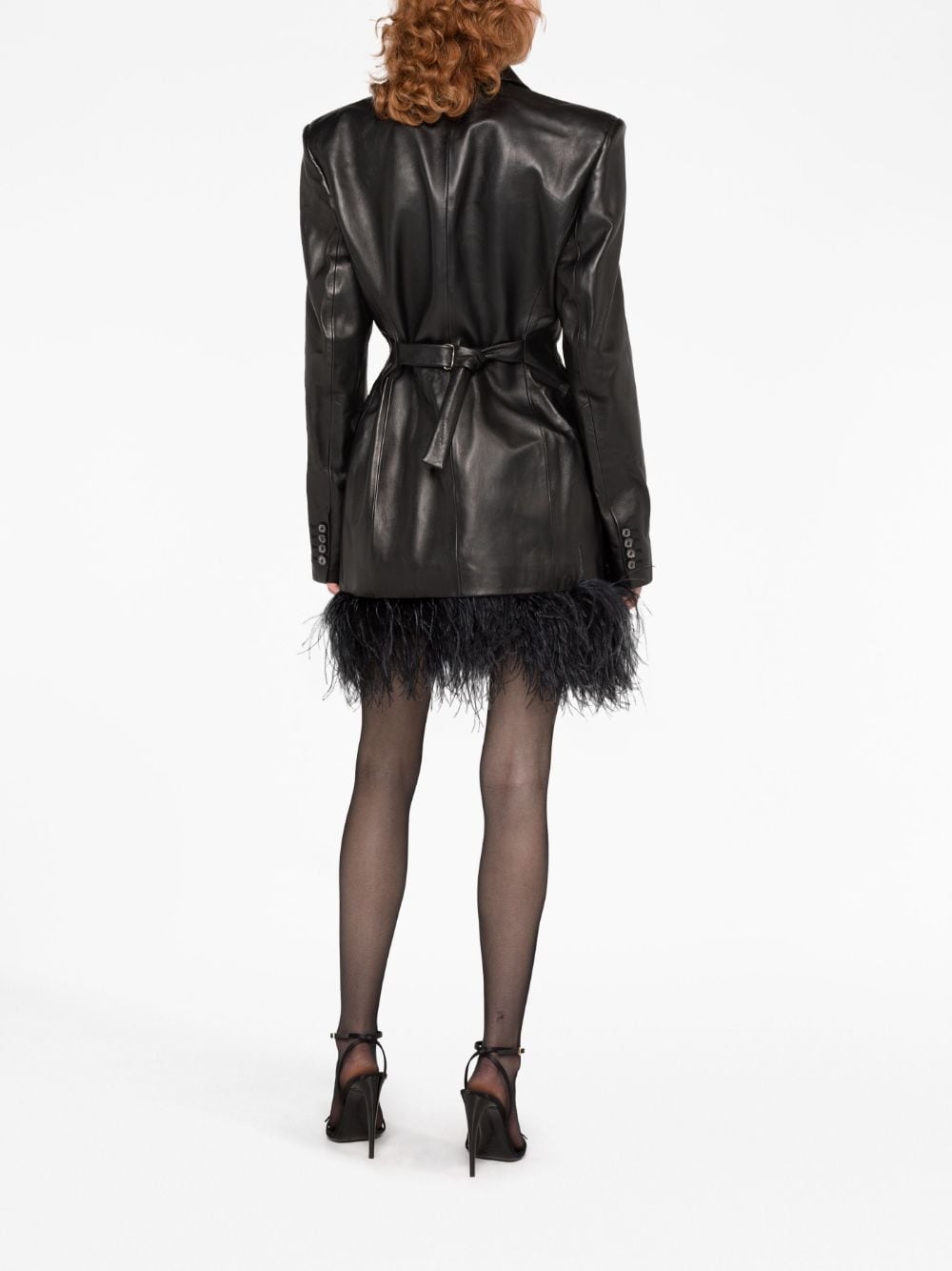 single-breasted leather jacket - 6