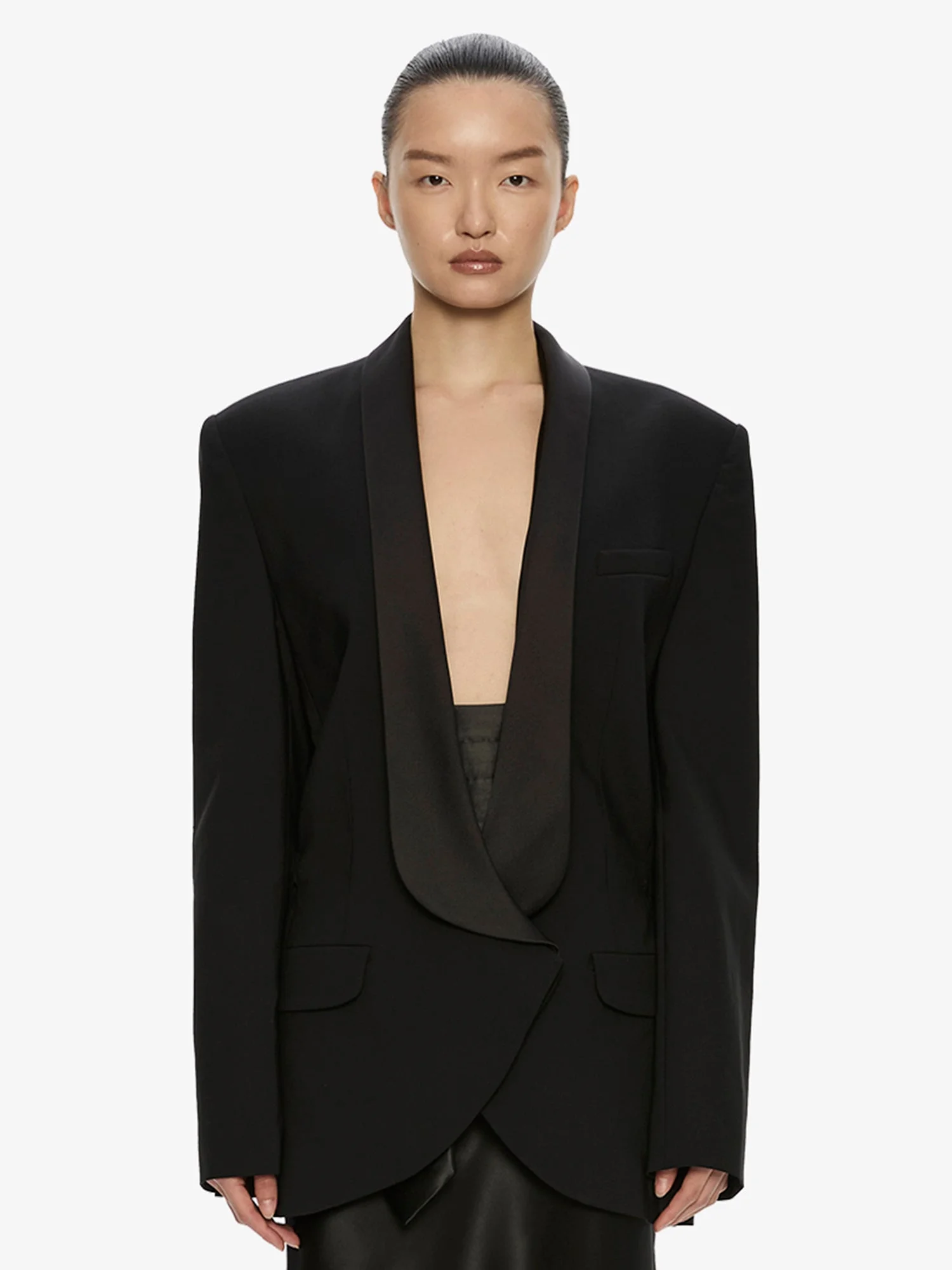 Tuxedo Contrast Wool Blazer - 1