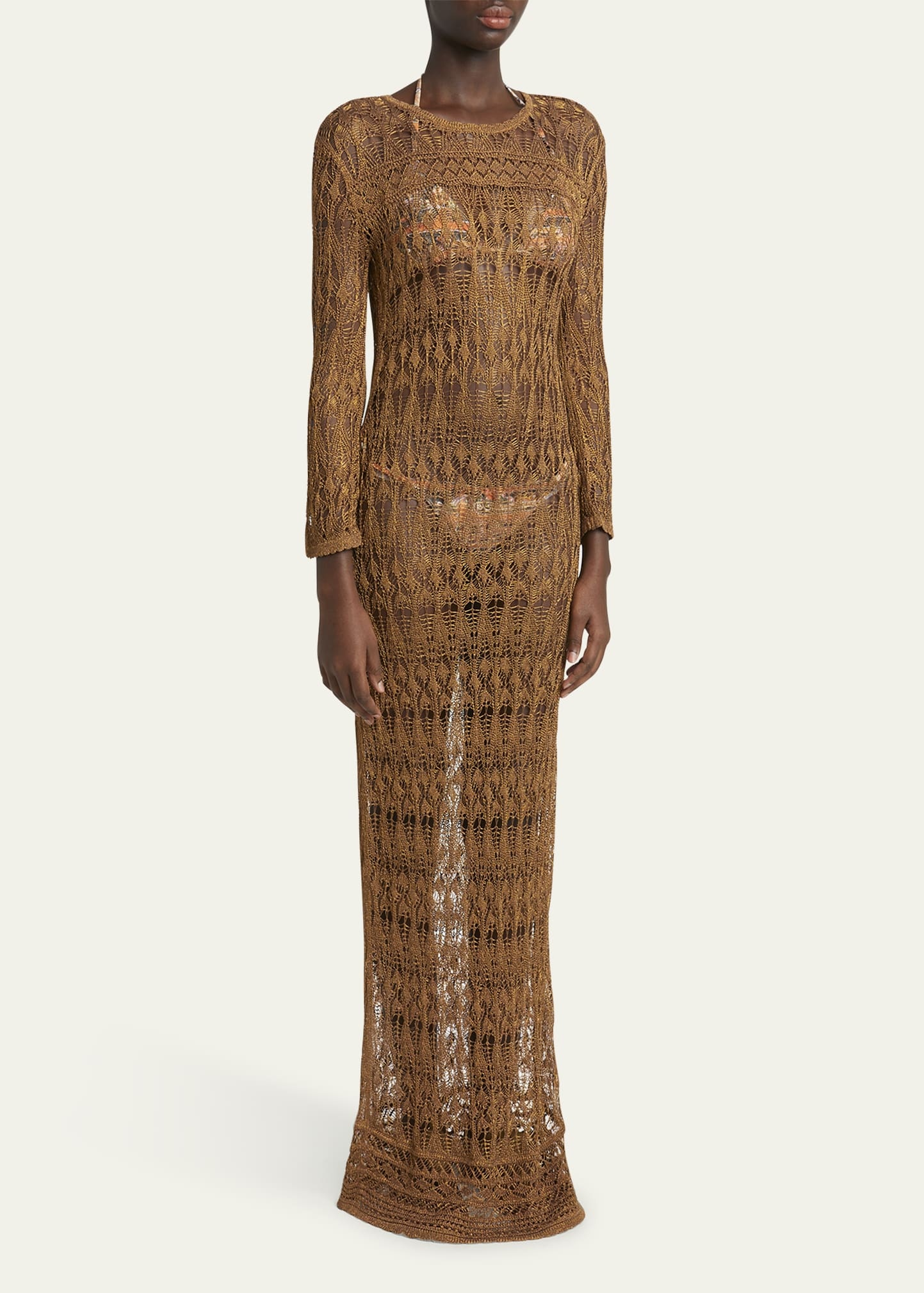 Paloma Long Crochet Backless Dress - 4