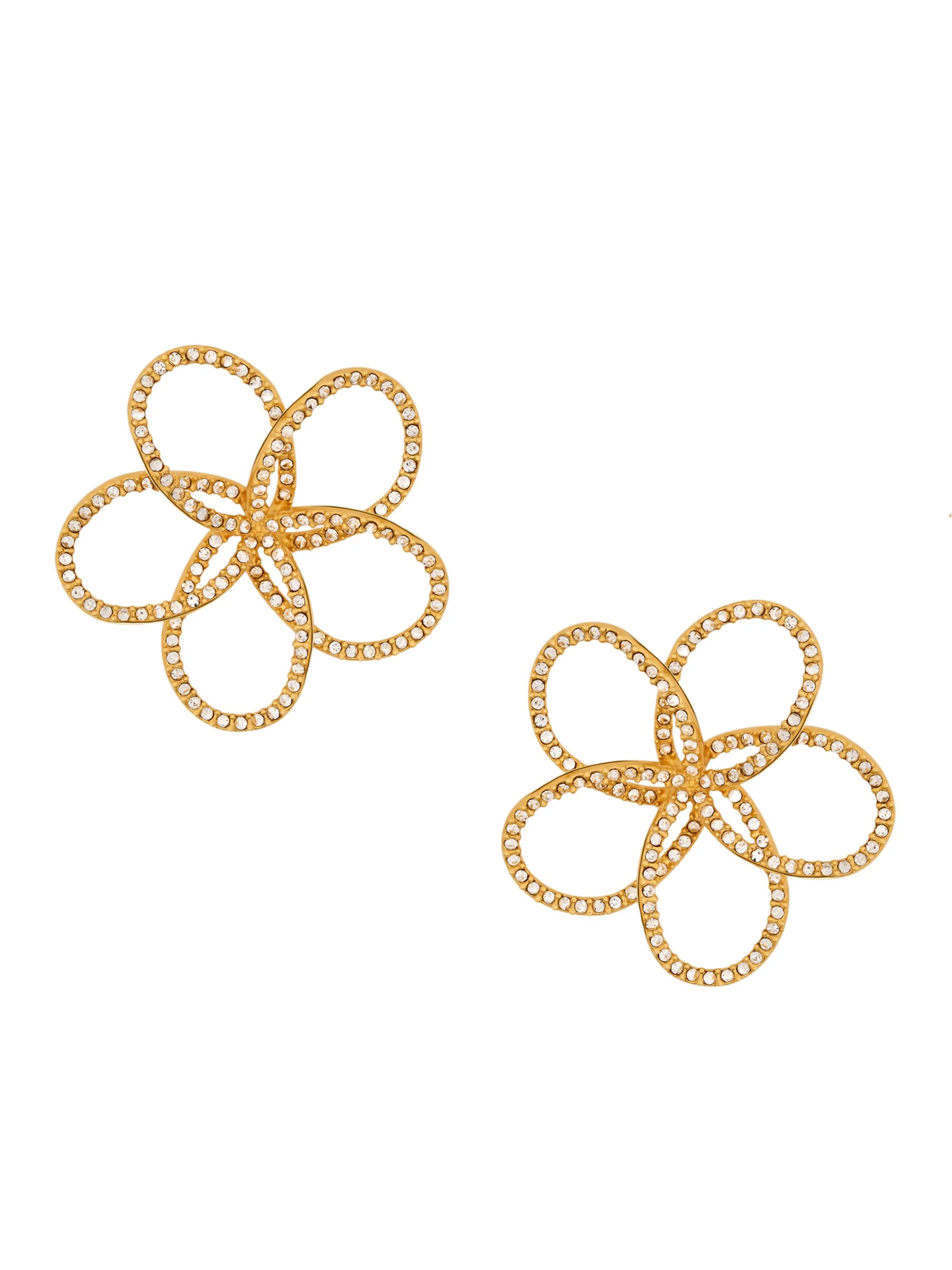 Women's Flower Chain 24K-Gold-Plated & Glass Crystal Earrings - Crystal - 1