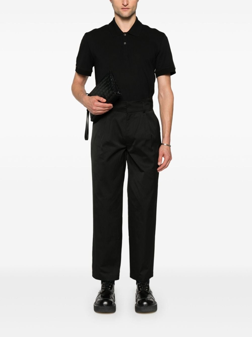 logo-tape cotton polo shirt - 2