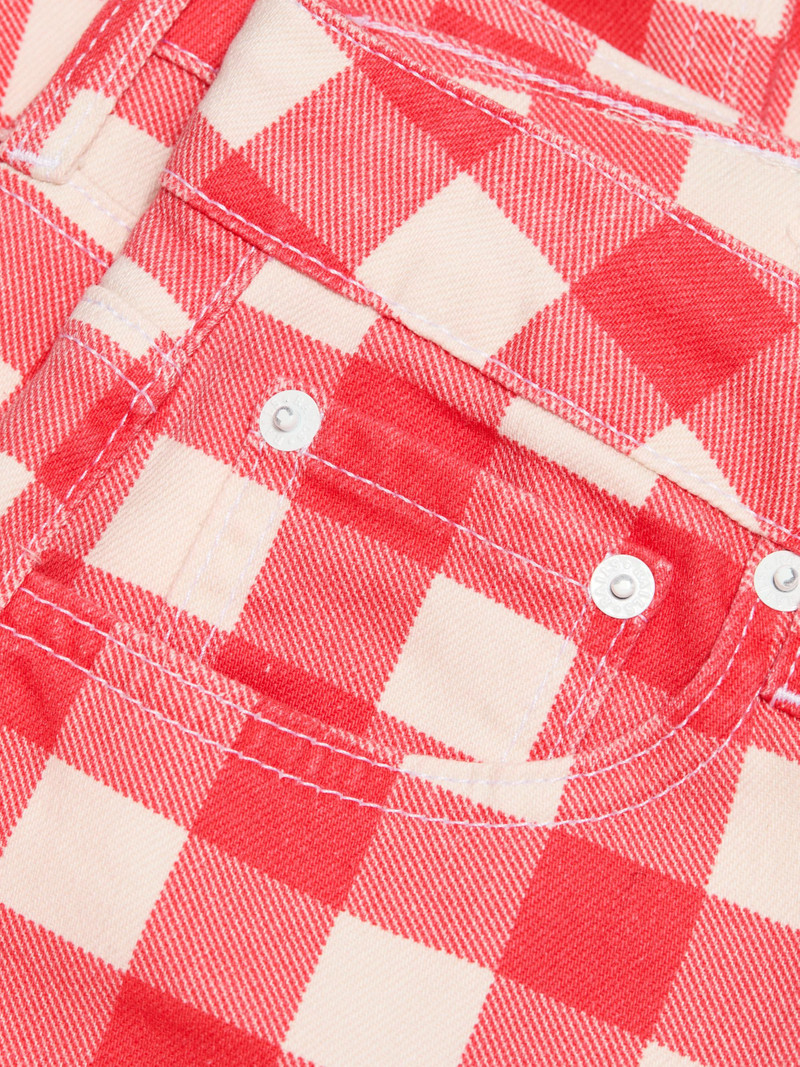 Women's Getty Gingham Wide-Leg Crop Jeans - Tomato Gingham 7