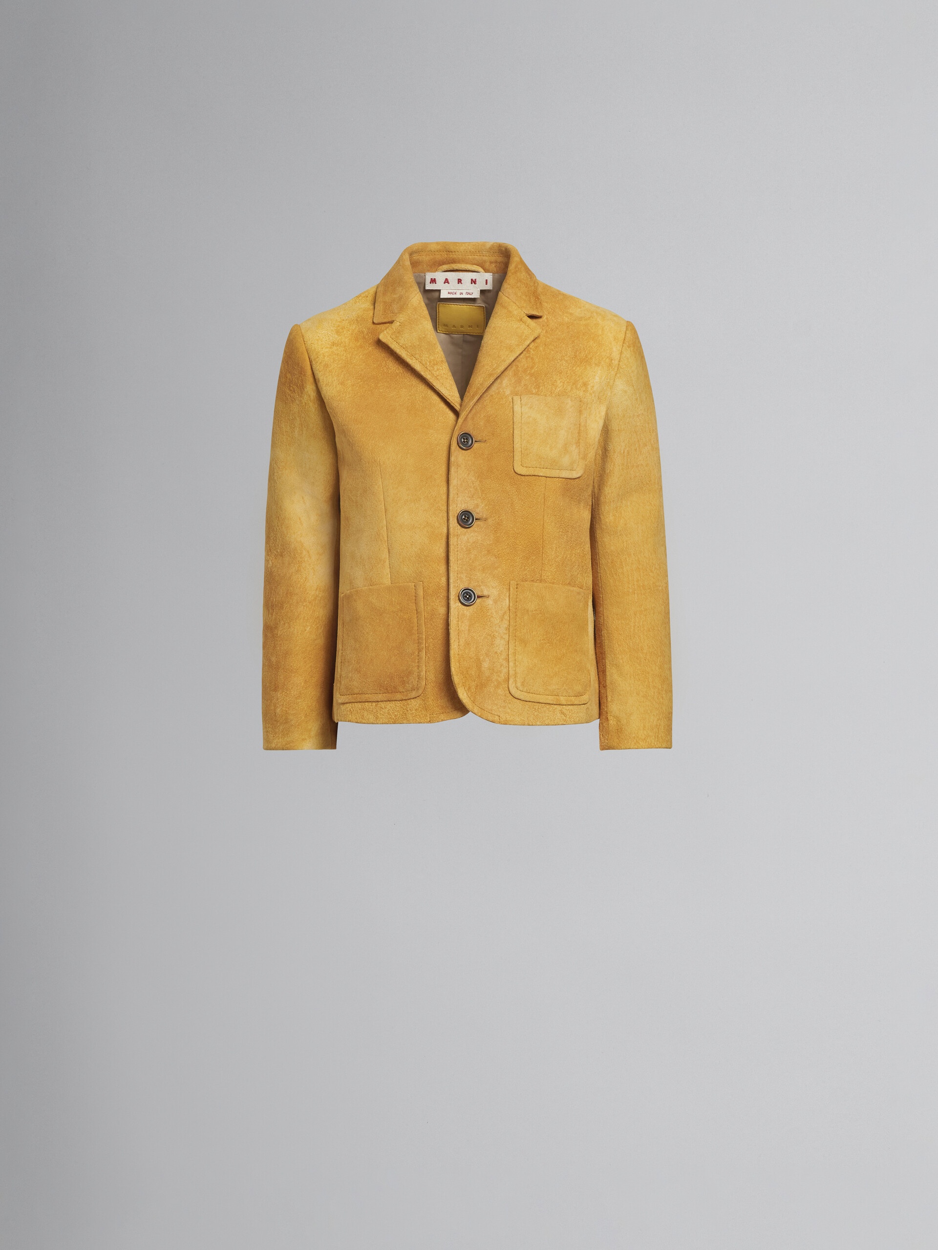 LIGHT ORANGE LEATHER CROPPED JACKET - 1