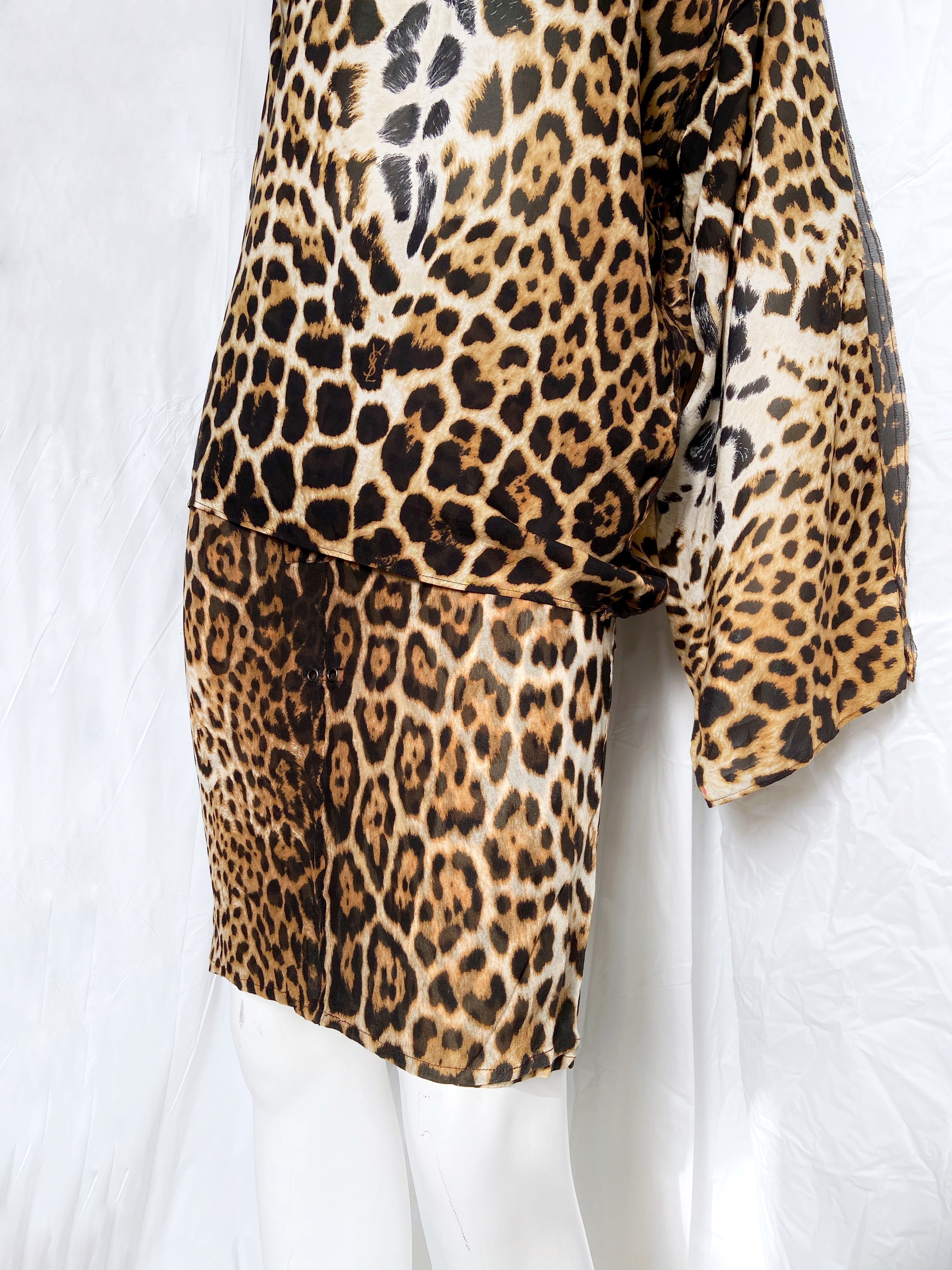 Yves Saint Laurent Rive Gauche Spring 2002 Tom Ford Iconic Runway Leopard/ Cheetah Print Oversized S - 12
