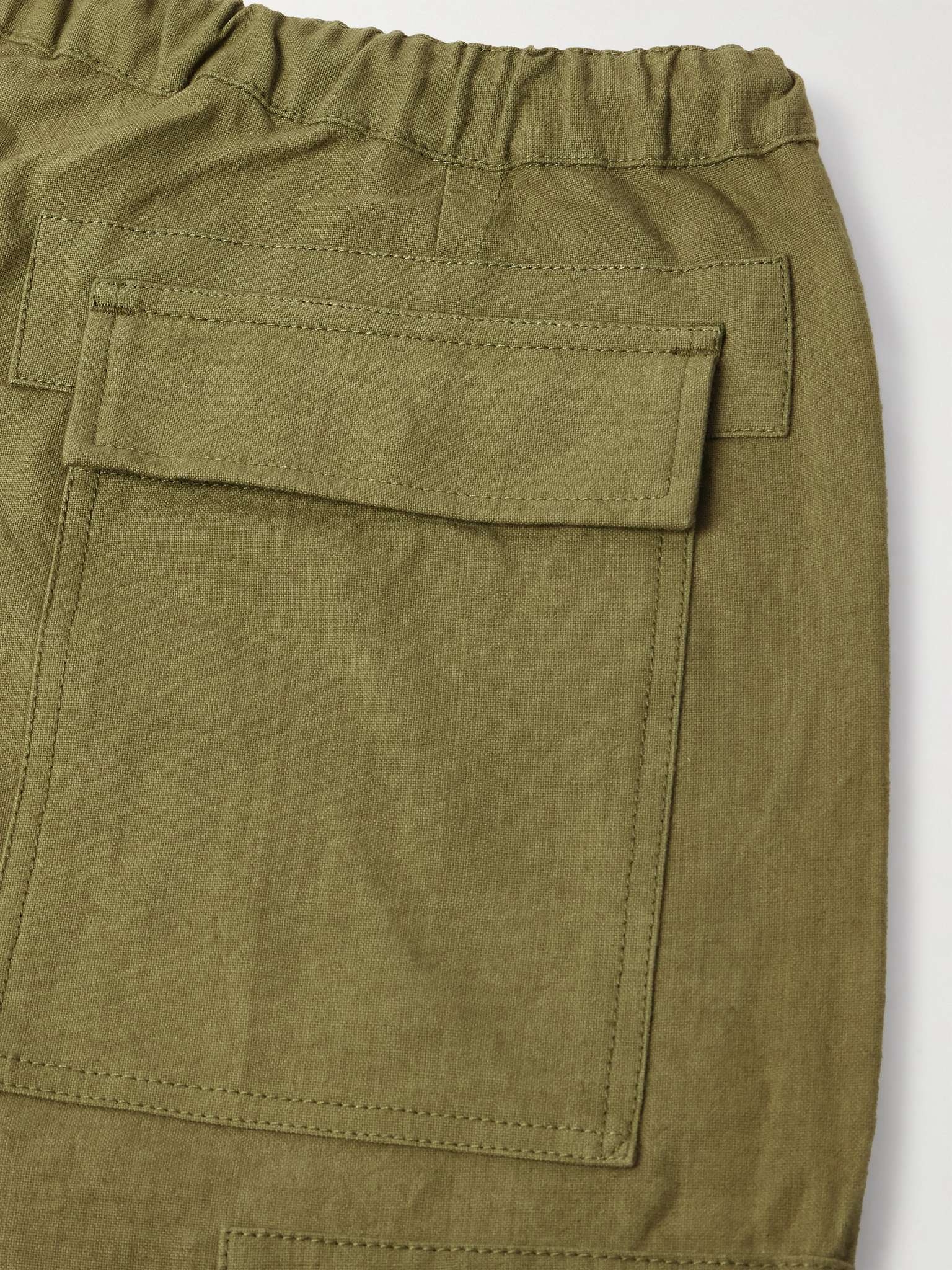 Peace Wide-Leg Slub Organic Cotton Drawstring Cargo Trousers - 4