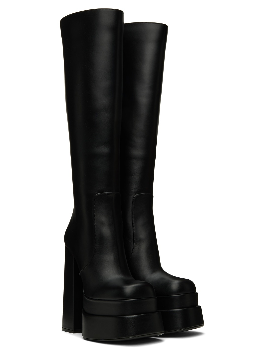 Black Platform Tall Boots - 4