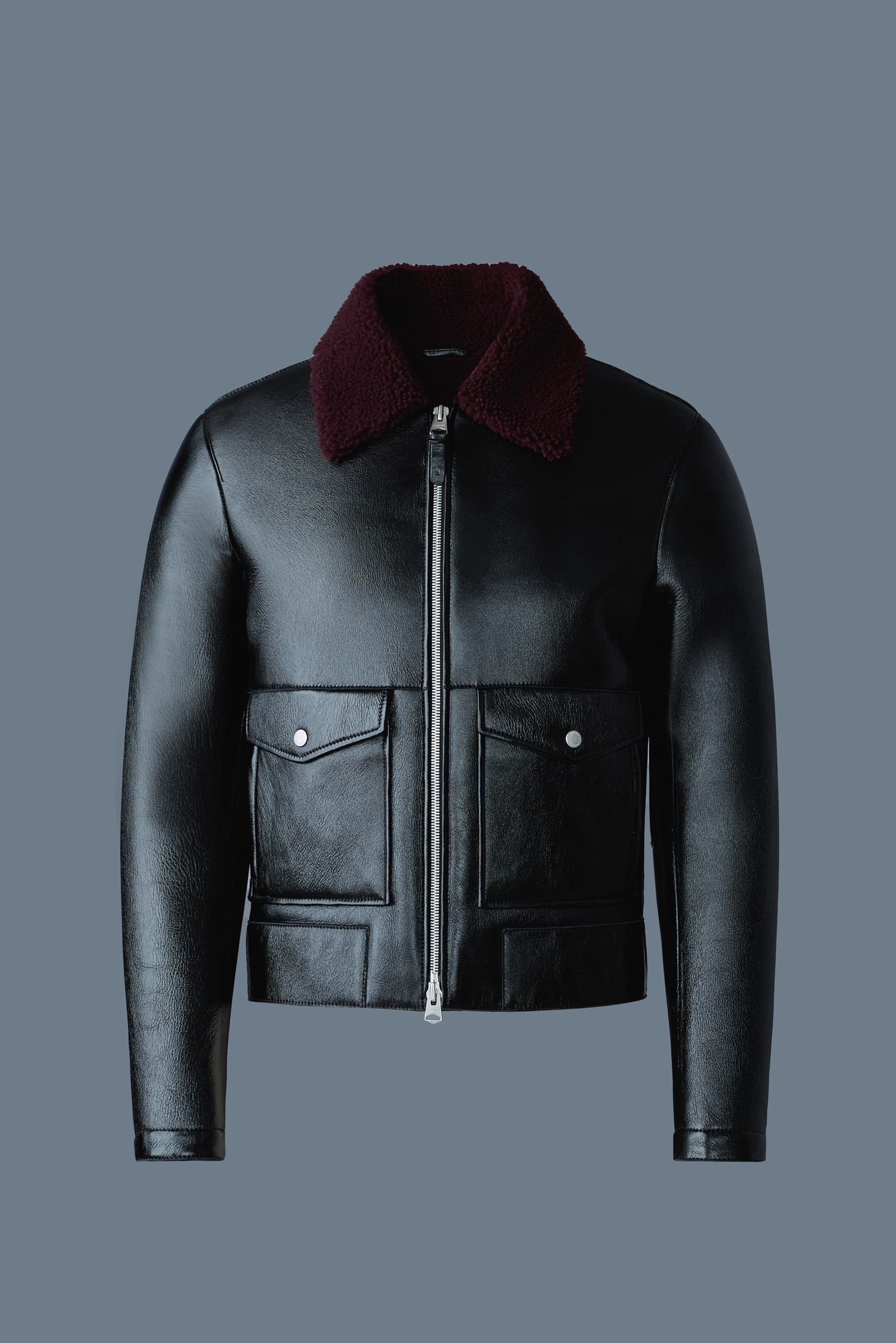 ENZO Leather jacket with shearling collar - 1