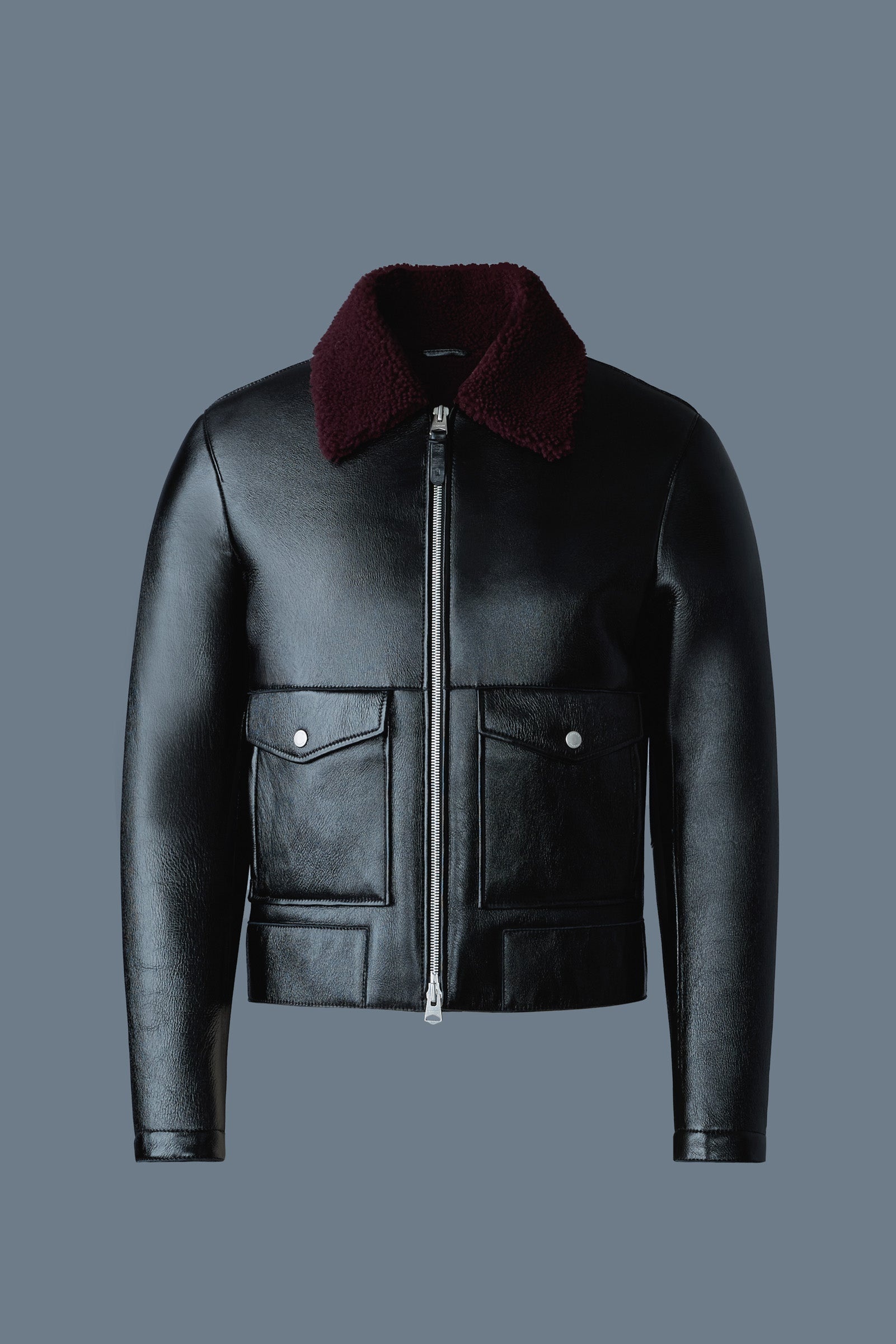 ENZO Leather jacket with shearling collar - 2