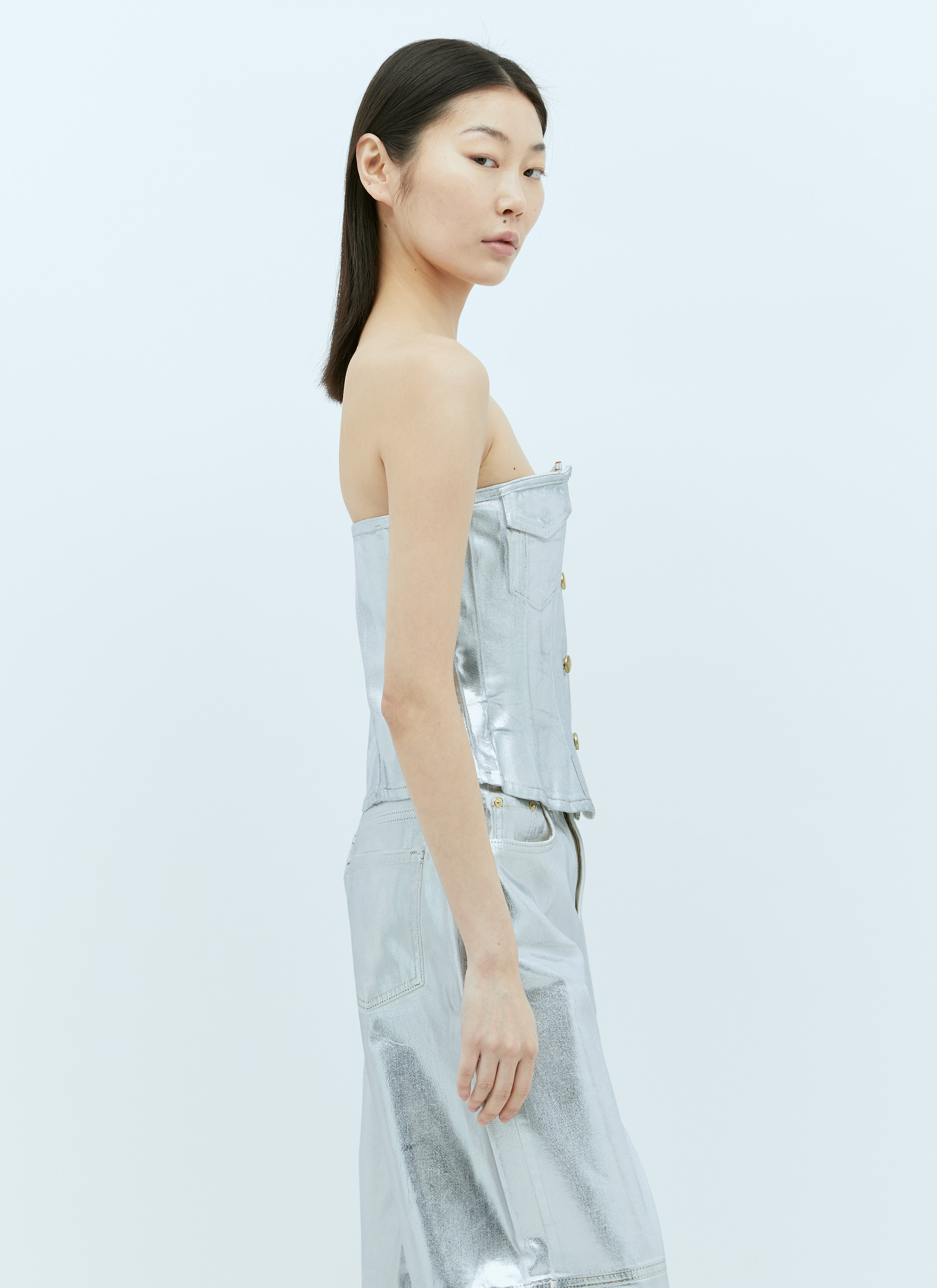 Ganni Women Foil Denim Corsage - 4