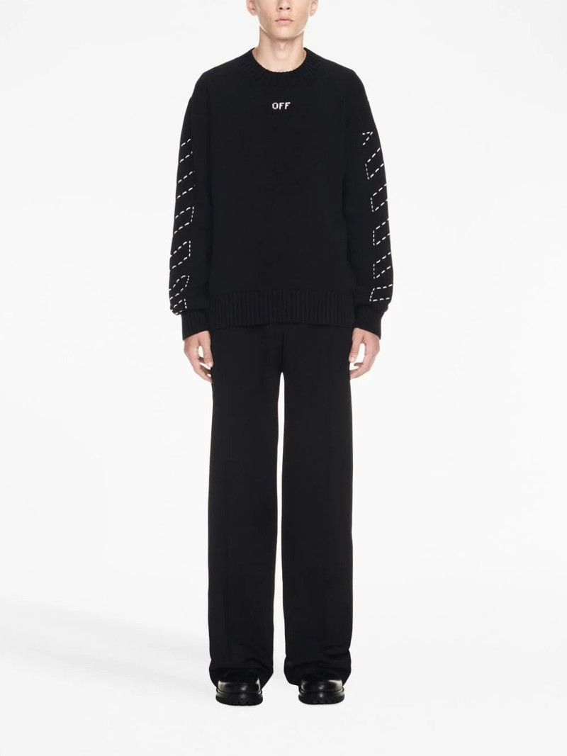 Off-White OFF-WHITE MEN Stitch Arrows Diag Knit Crewneck Sweatshirt Black White outlook