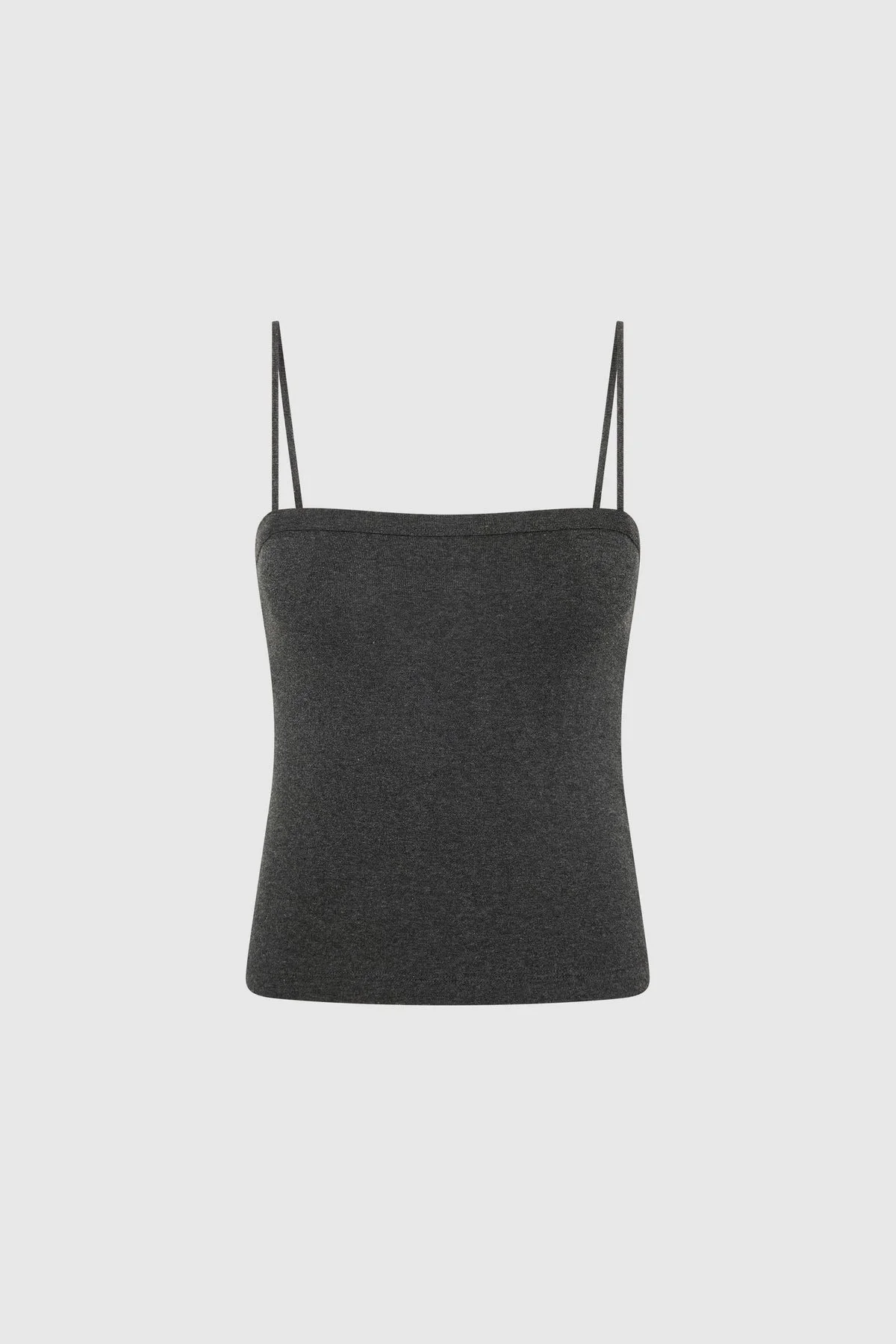 Organic Cotton Square Neck Cami - Charcoal Melange - 1