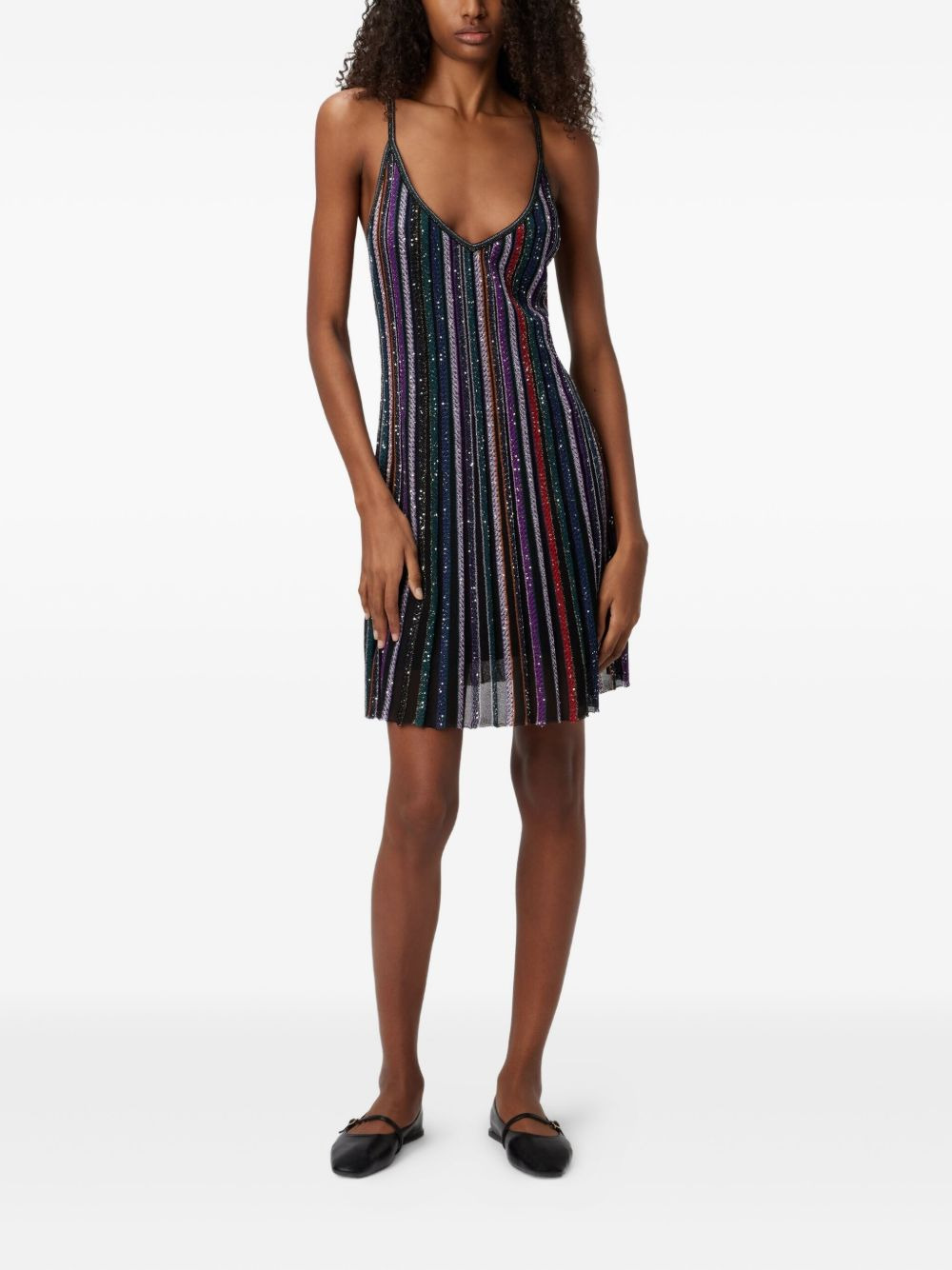 sequin-striped mini dress - 2