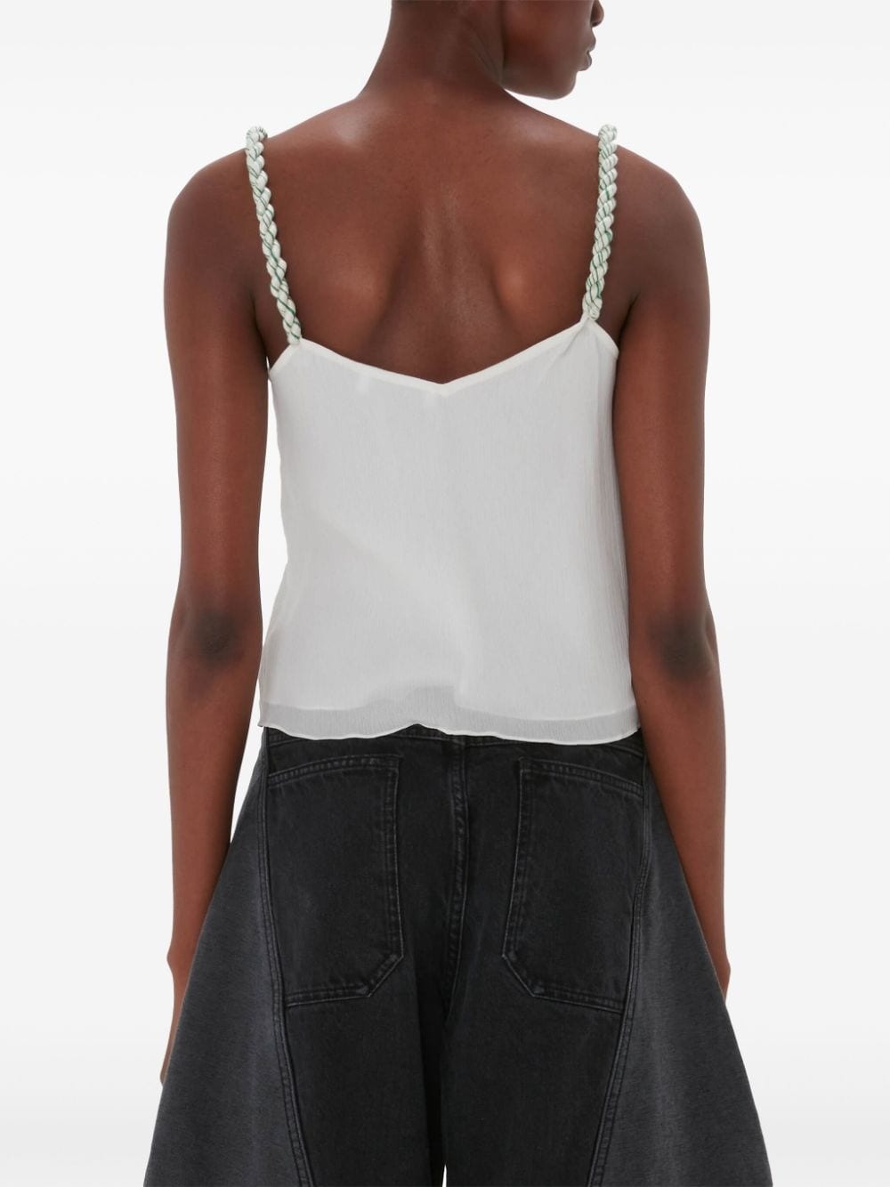 tassel-strap V-neck top - 4