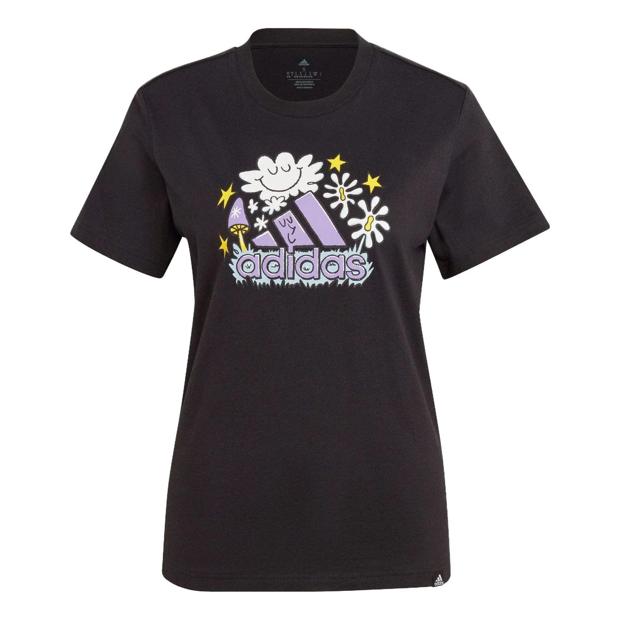 (WMNS) adidas Doodle Graphic T-Shirt 'Black' IJ7327 - 1