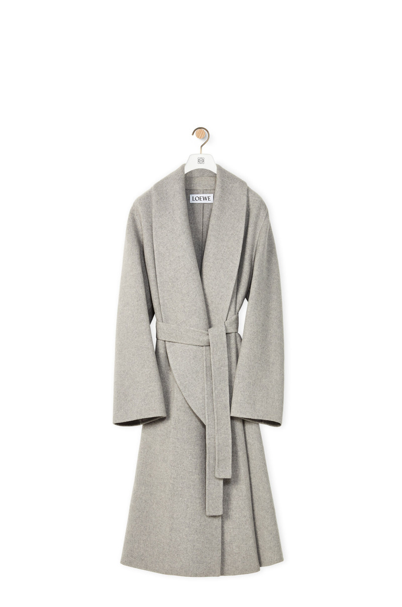 Shawl collar wrap coat in wool and cashmere 1