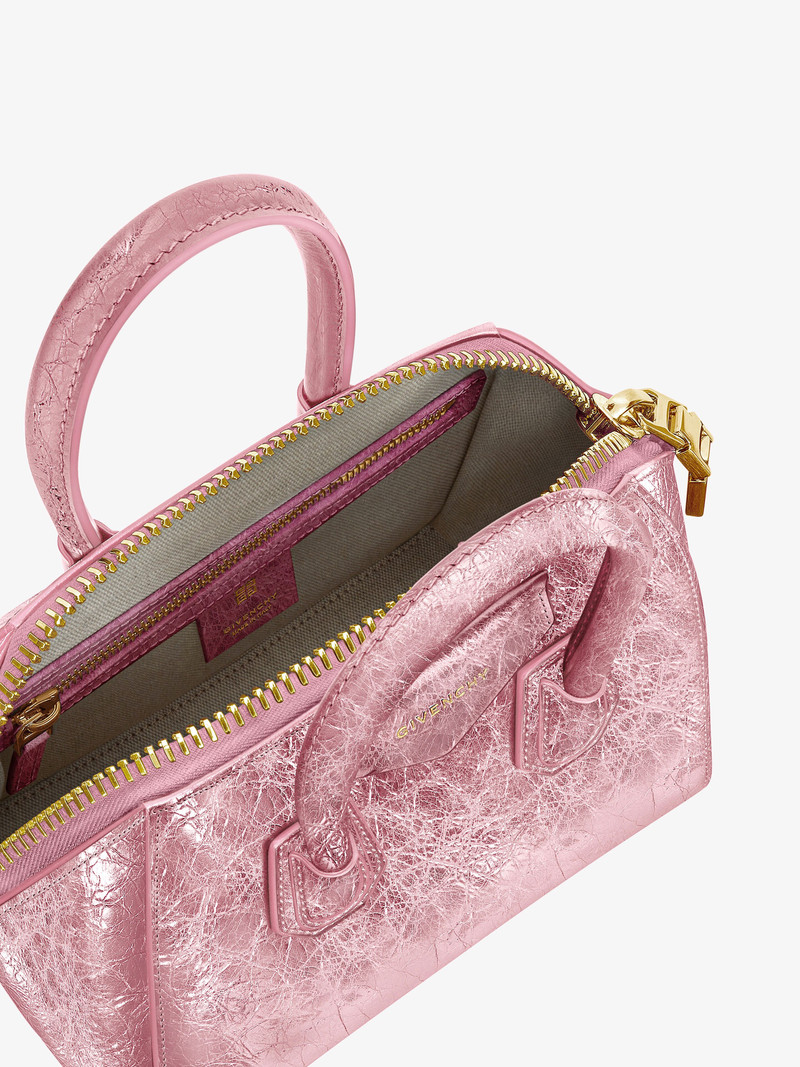 MINI ANTIGONA BAG IN LAMINATED LEATHER 5