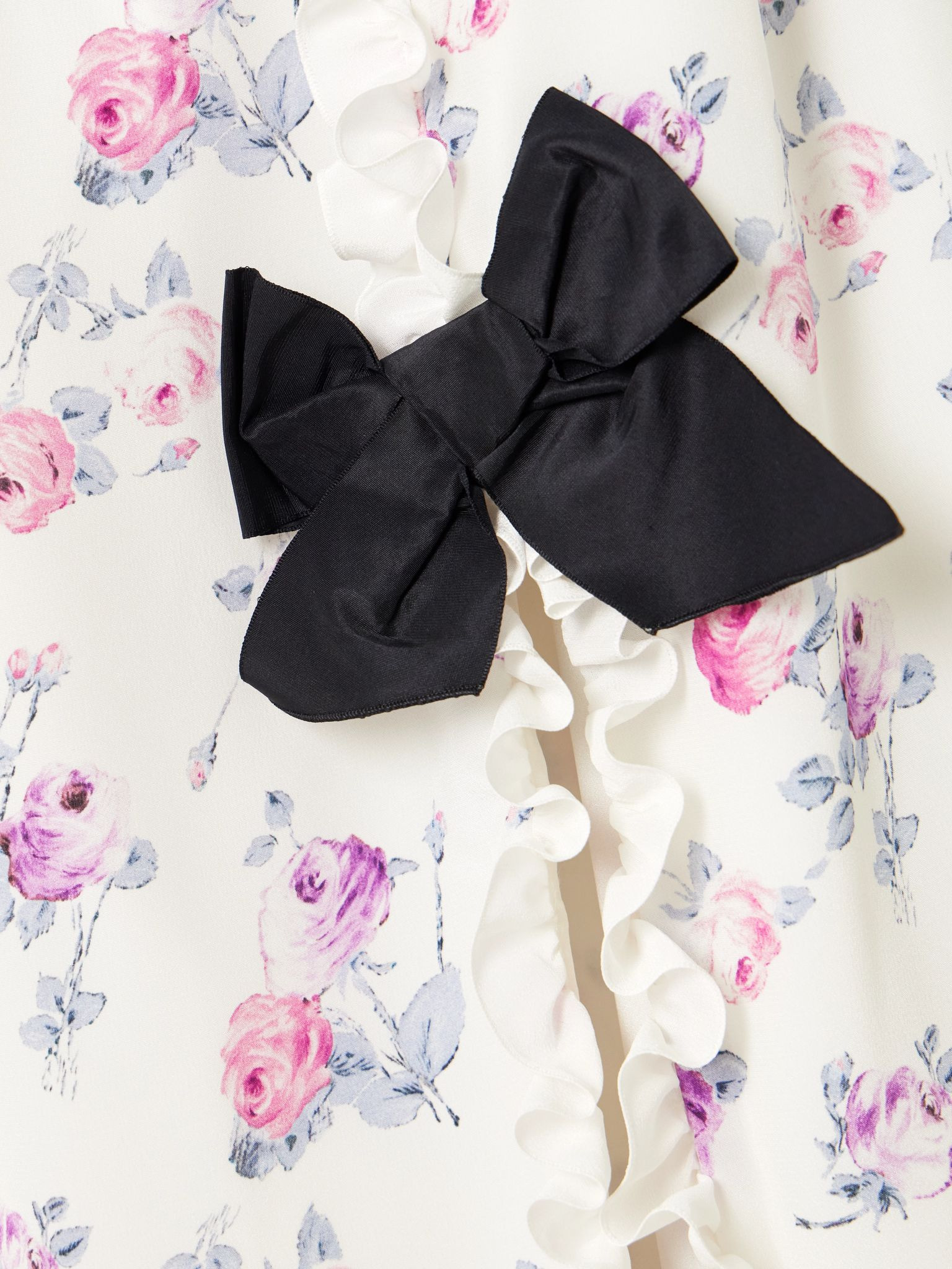 Bow-detailed taffeta-trimmed ruffled floral-print silk crepe de chine midi dress Multi - 4