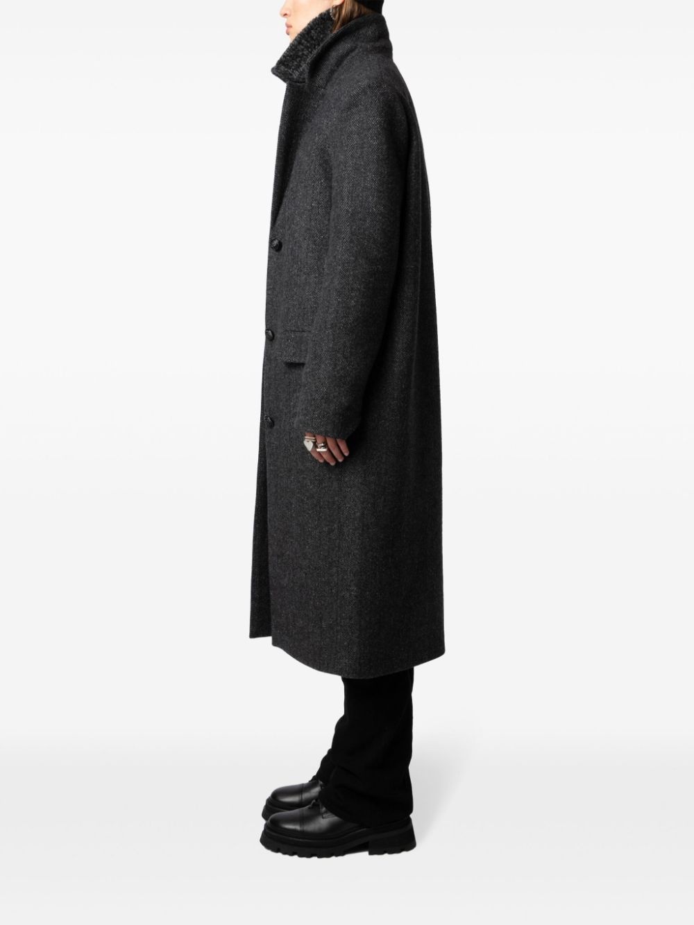 wool-blend single-breasted coat - 3
