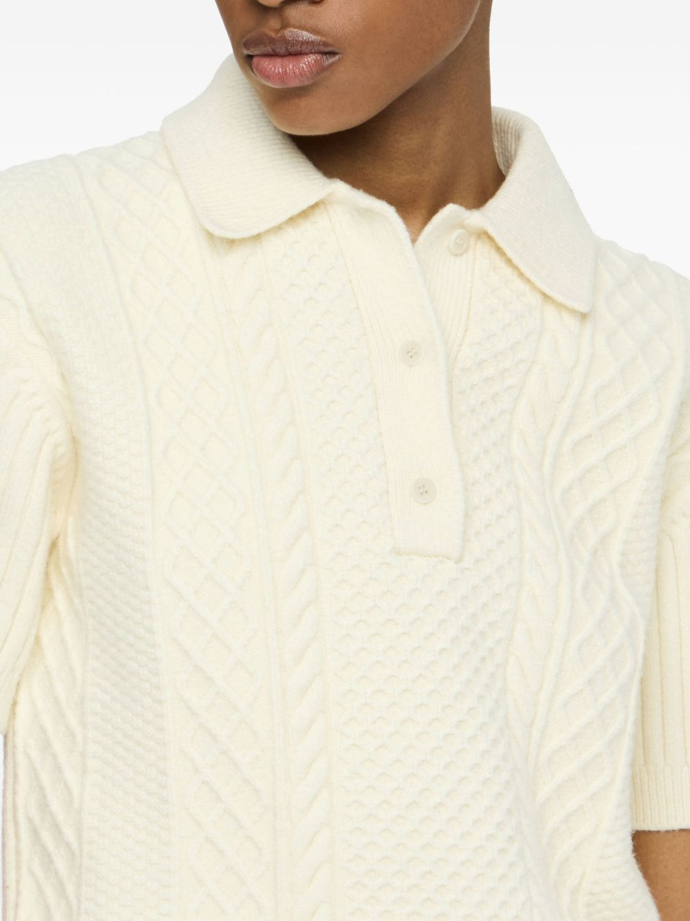cable-knit polo top - 4