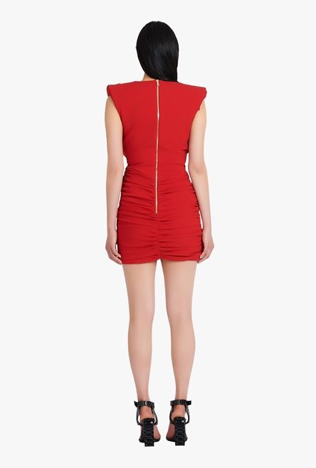 Short draped red jersey dress - 3