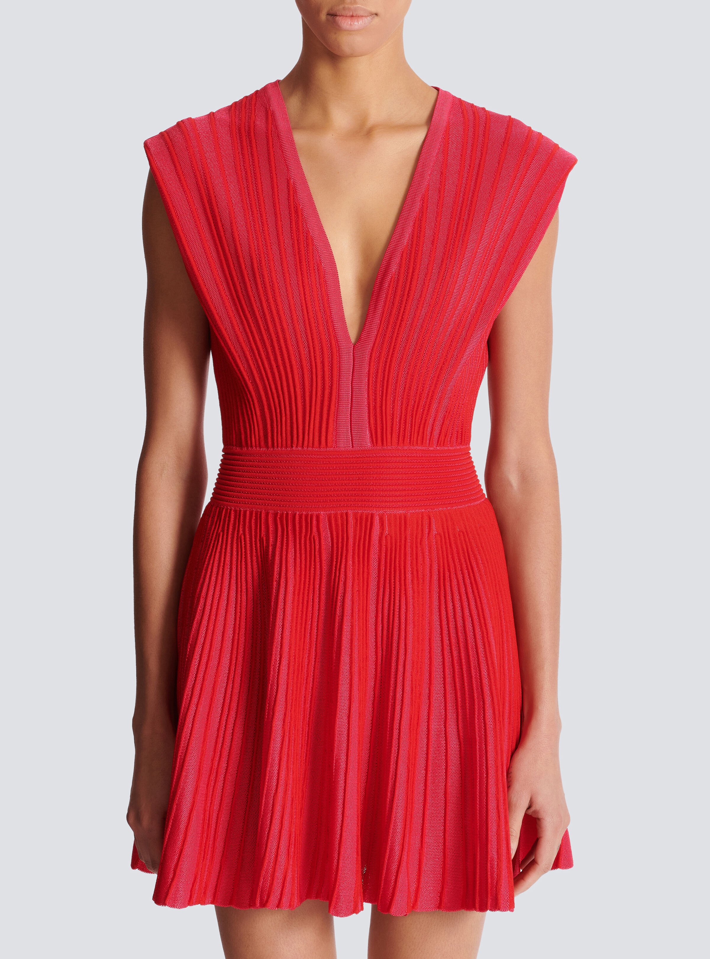 Two-tone flared knit dress - 5