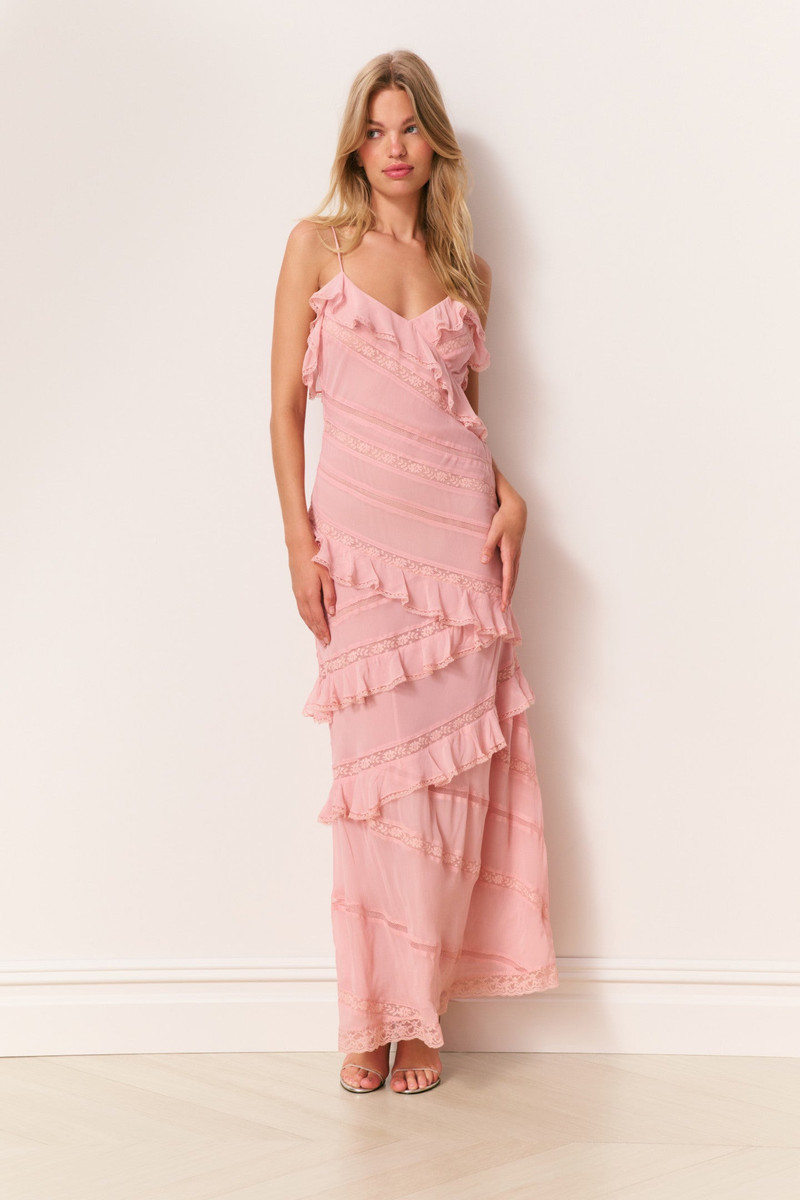 LoveShackFancy Louie Chiffon Ruffle Maxi Dress outlook
