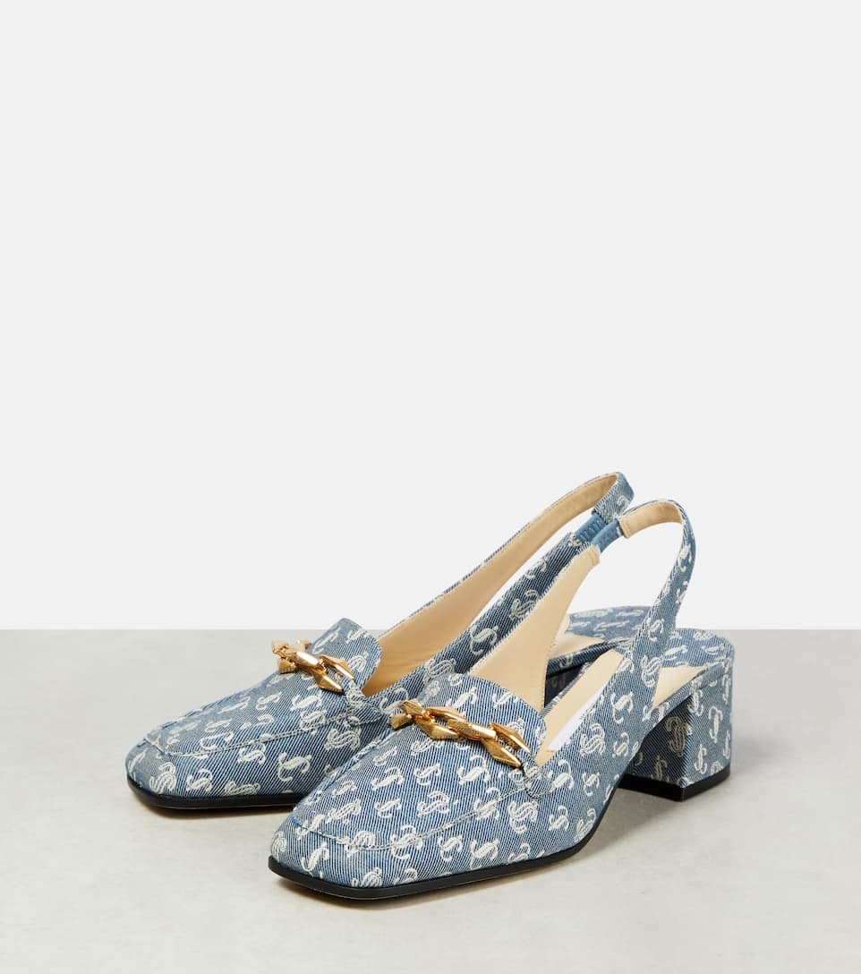 Diamond Tilda denim slingback pumps - 5