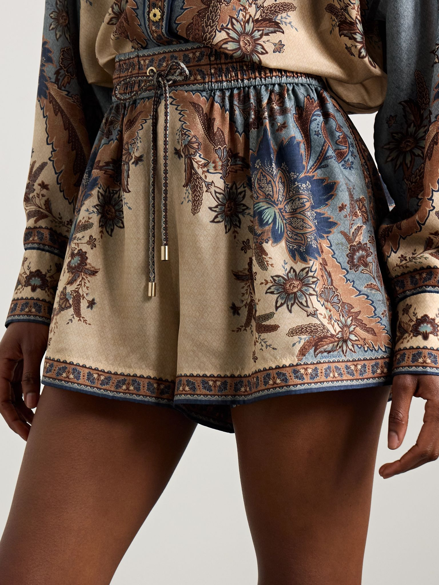 Ascension printed silk shorts Beige - 3