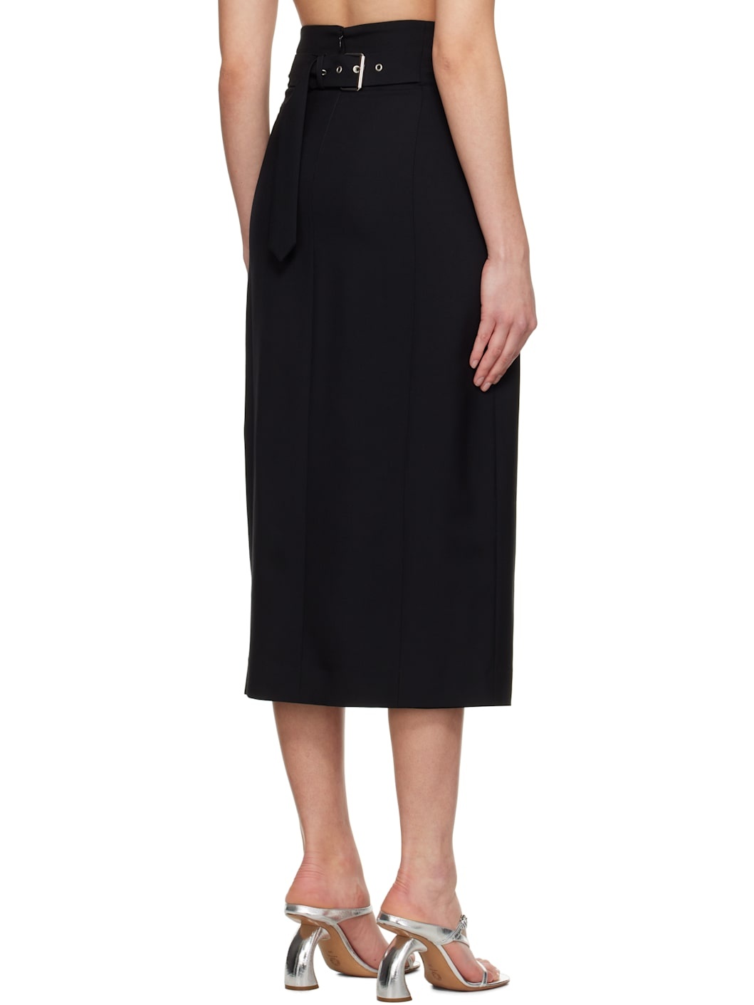 Black Wool Midi Skirt - 3