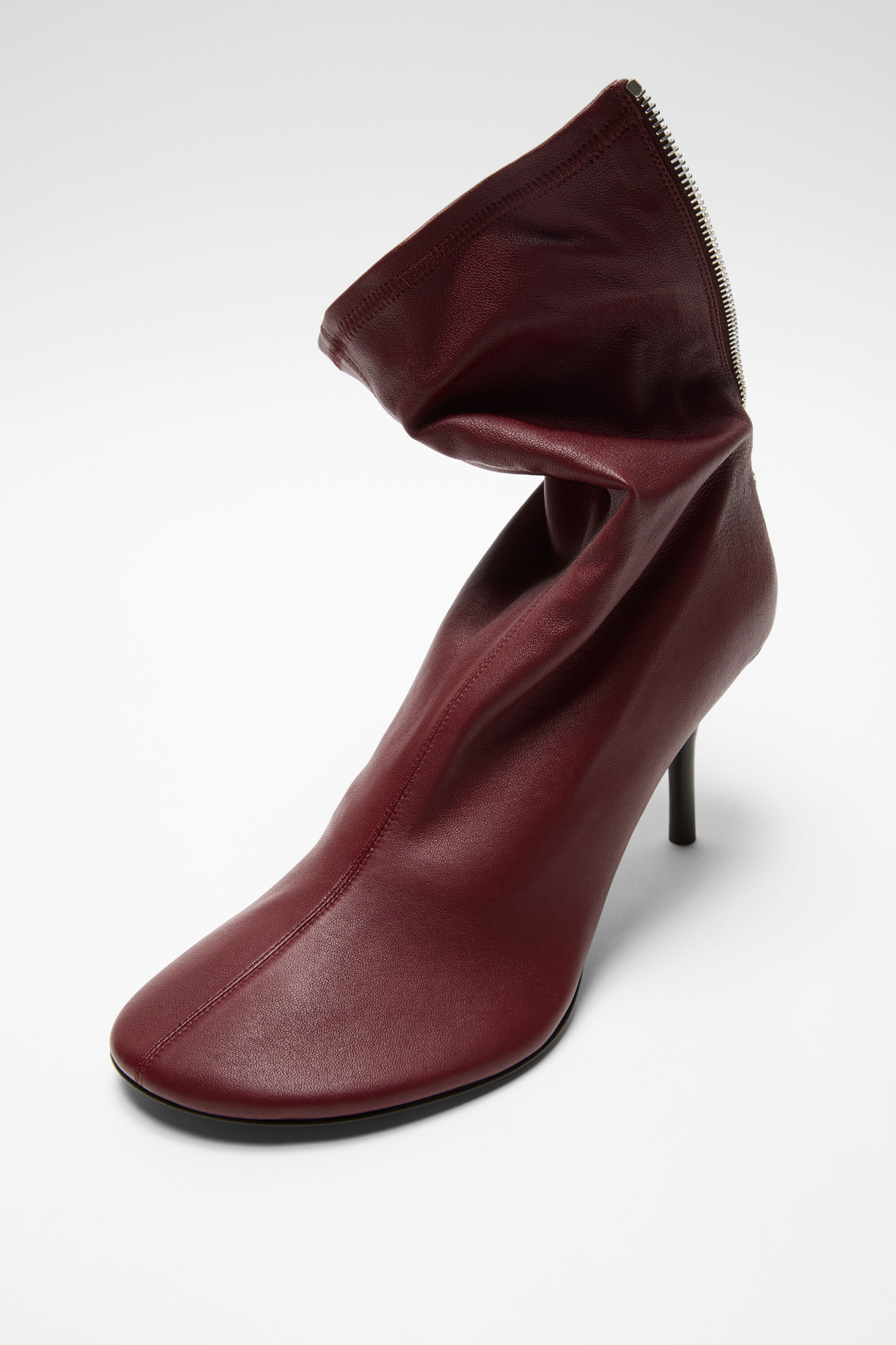 Leather ankle boot - Wine red - 4