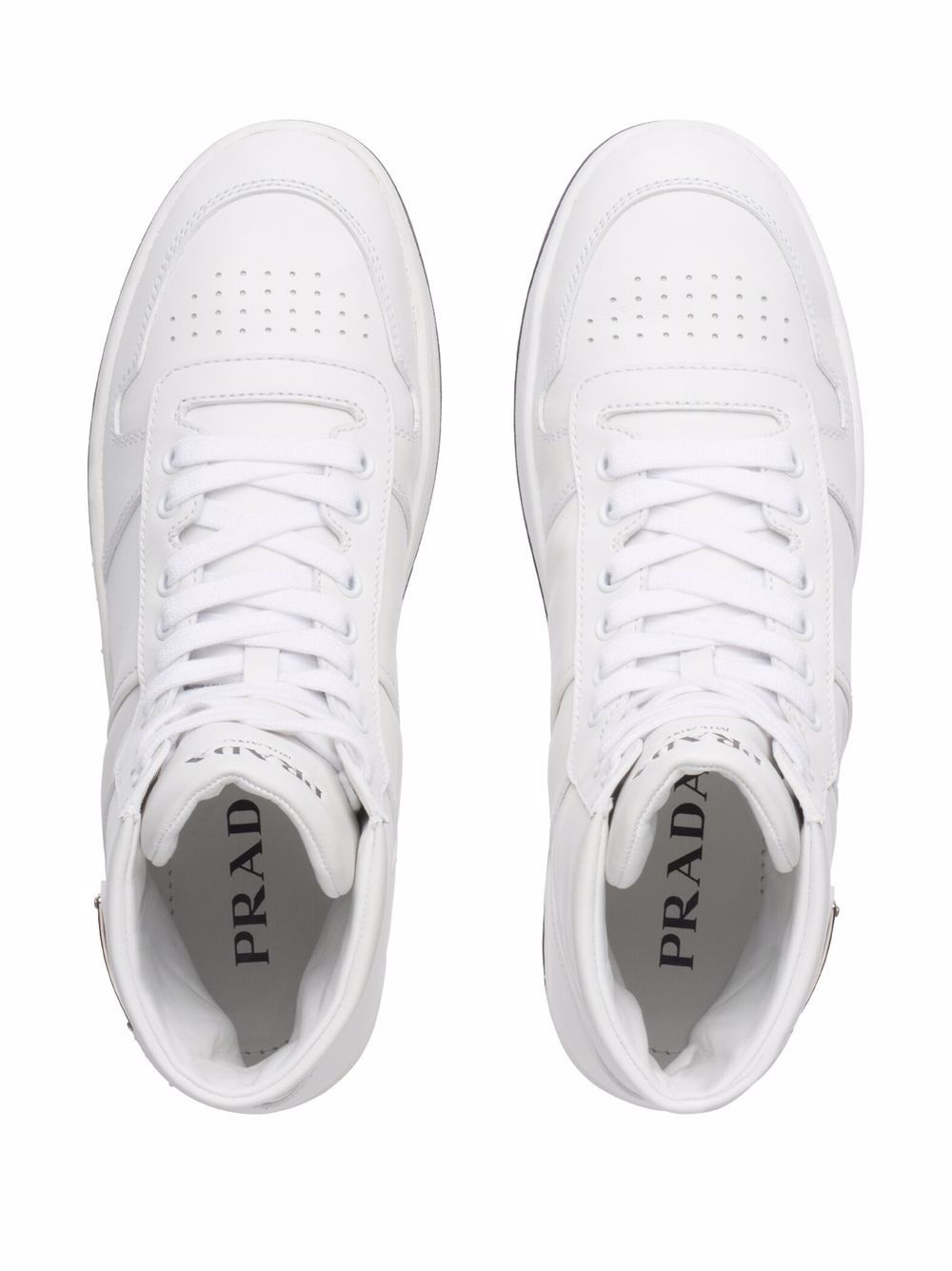 Perforated triangle-logo high-top sneakers - 4