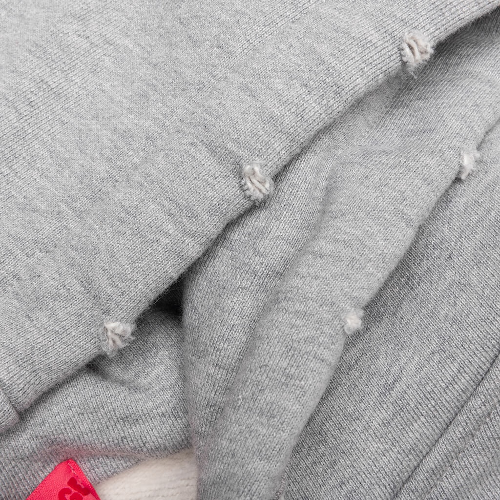 DISTRESSED HOODIE SMALL LOGO - HEATHER GREY - 4