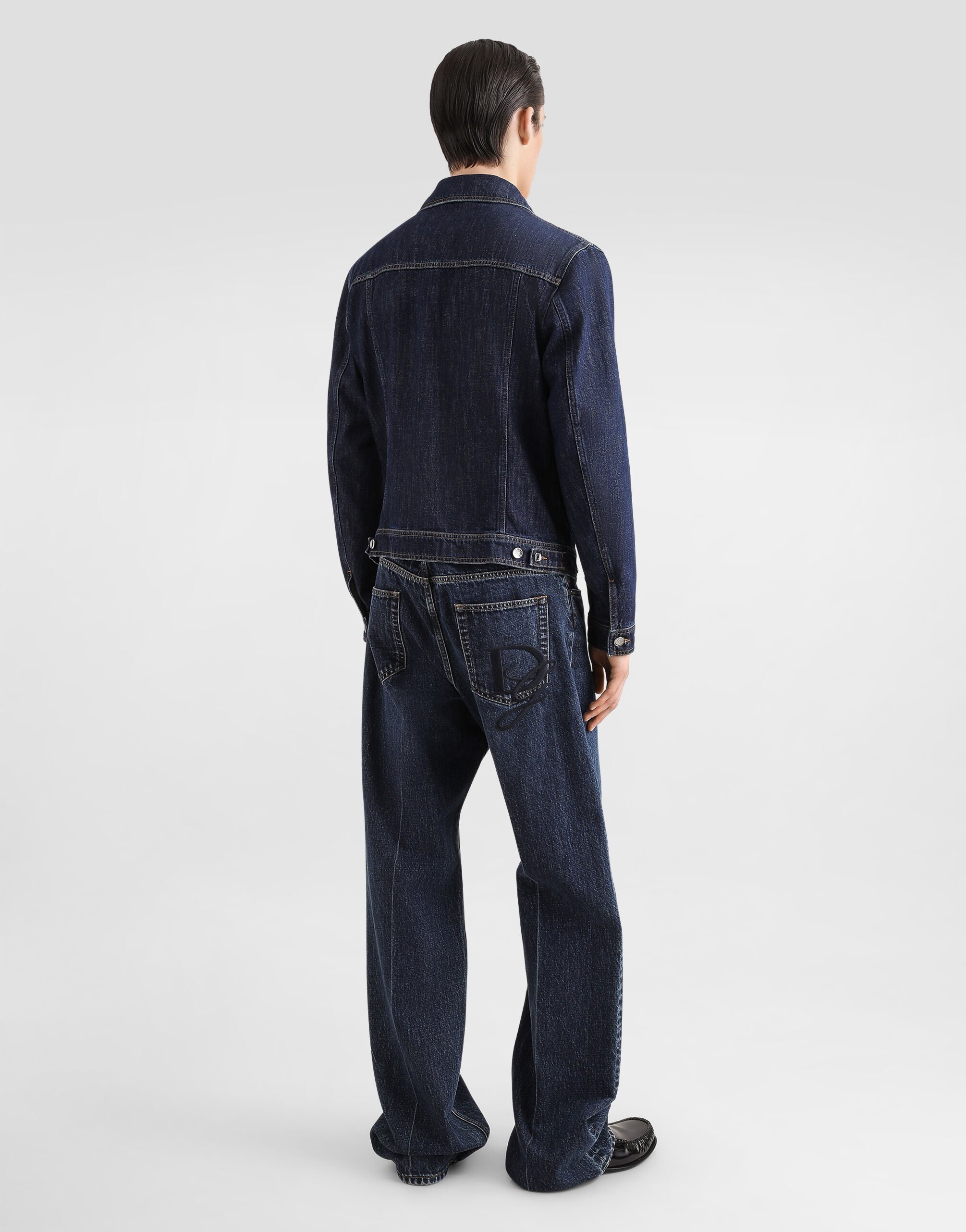 Oversize cotton jeans with embroidered logo - 3