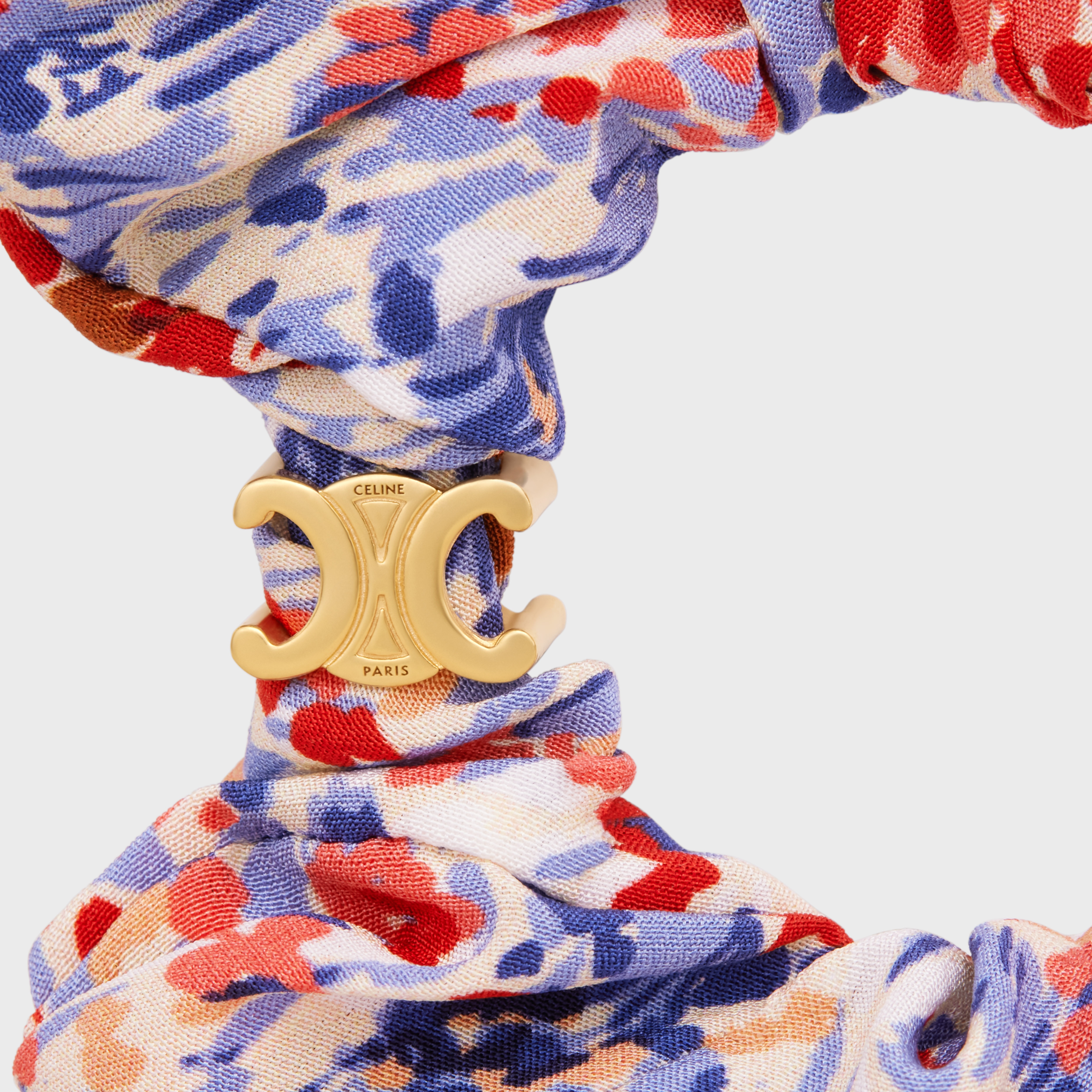 Scrunchy Celine Color Dots Bracelet in Brass with Gold Finish and White Silk - 2